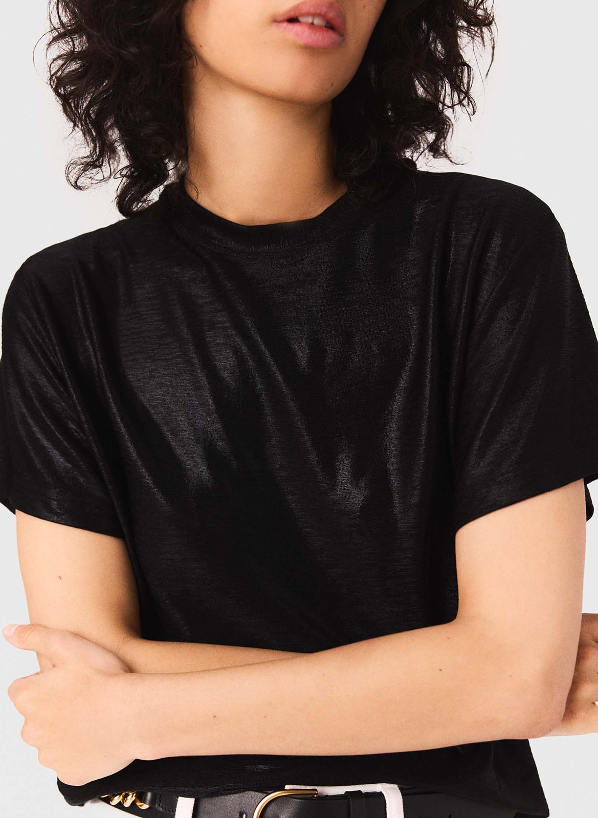 Tee-shirt pailleté MAJE Noir