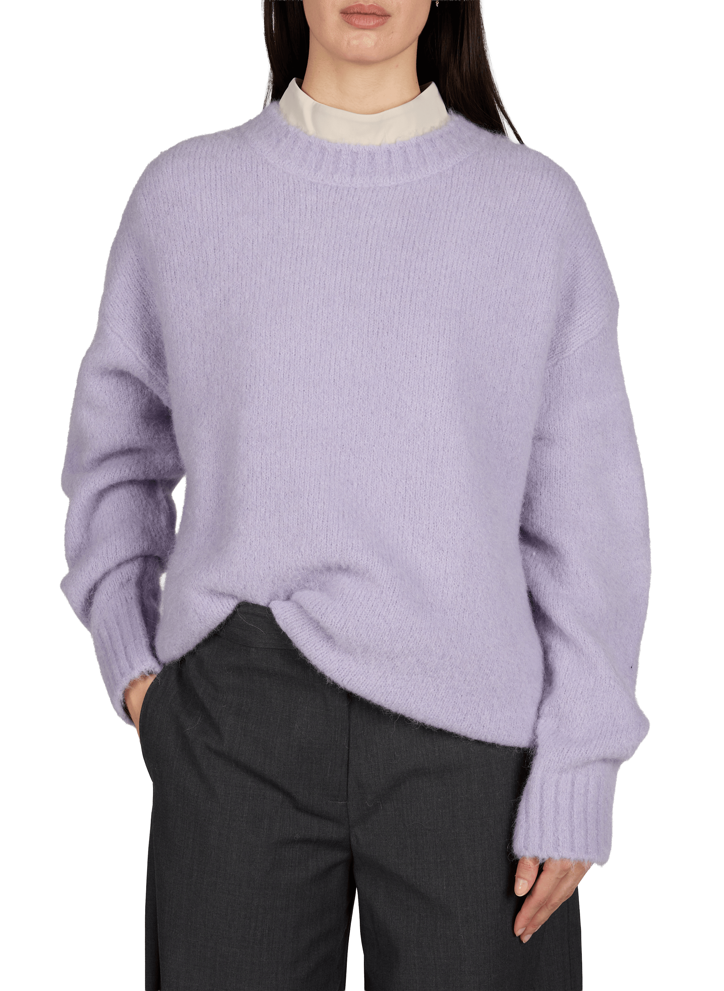 Straight long-sleeved sweater in blended alpaca wool SAMSOE SAMSOE Purple