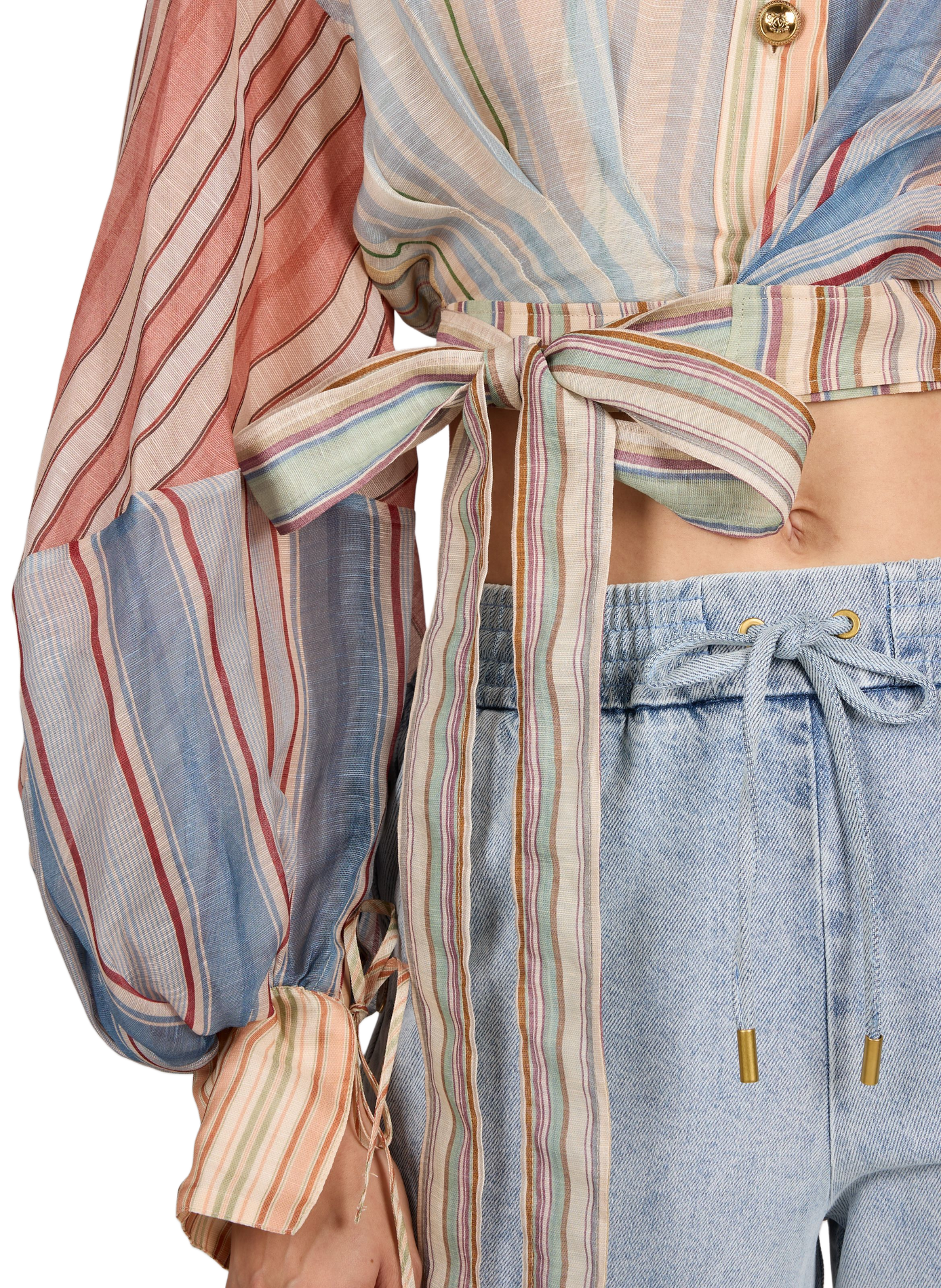 Short striped linen and silk blouse ZIMMERMANN Multicolour