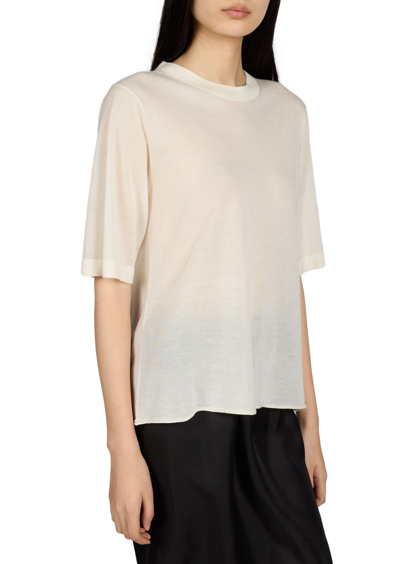 Haut à manches courtes Nala en cachemire fluide LOULOU DE SAISON Blanc