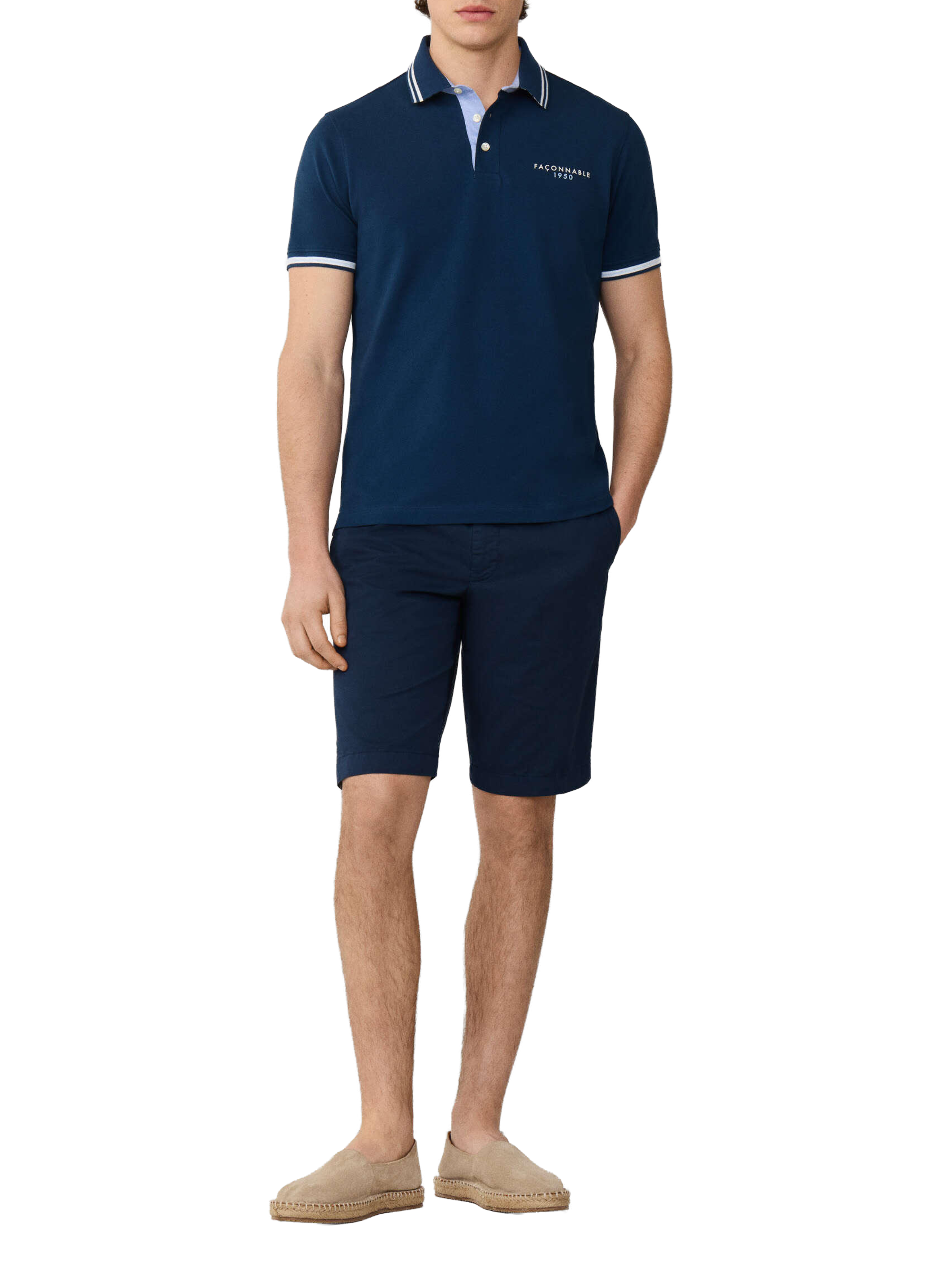 Polo à manches courtes en coton FACONNABLE Bleu