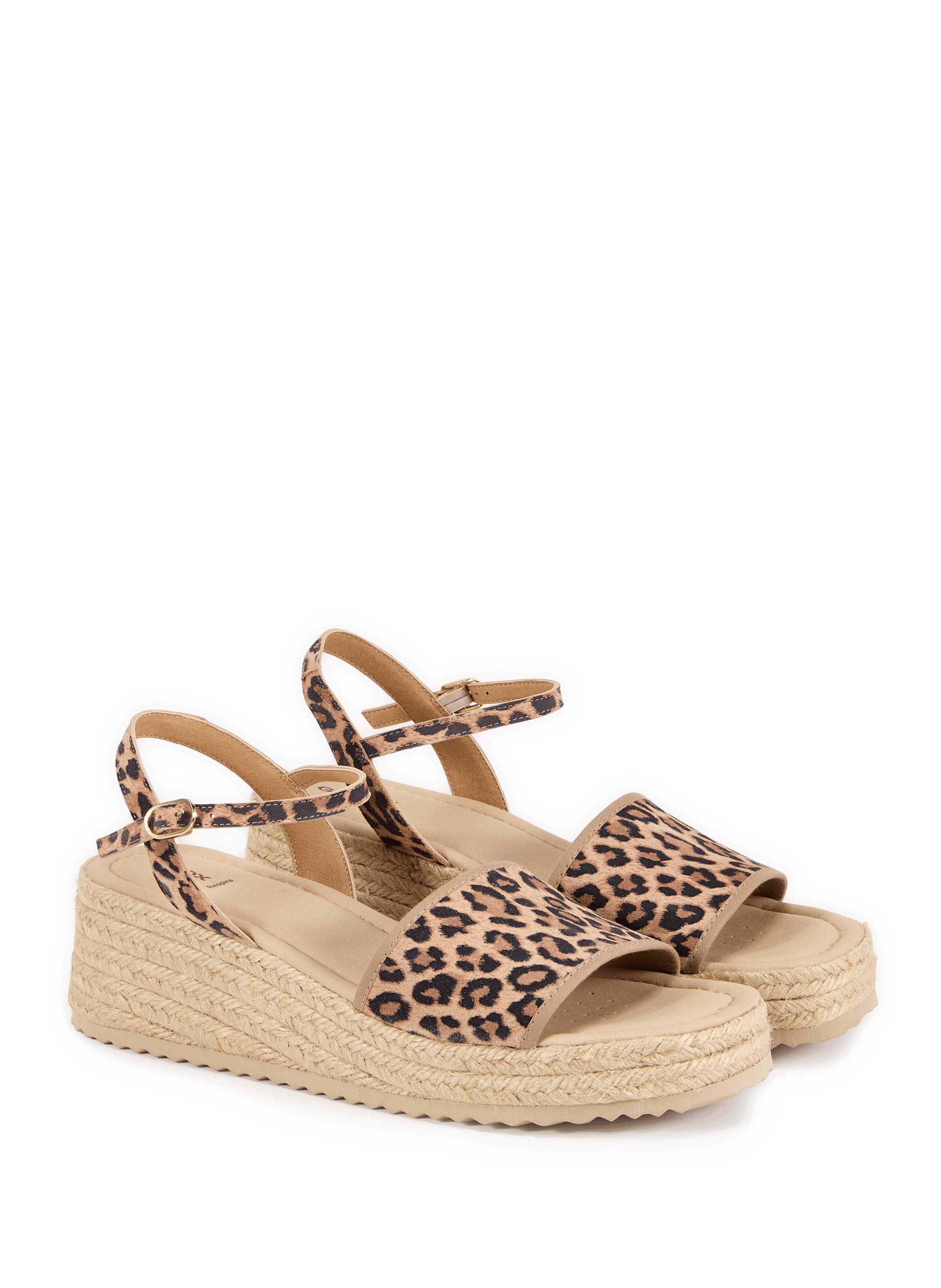 Printed leather heel sandals GEOX Beige