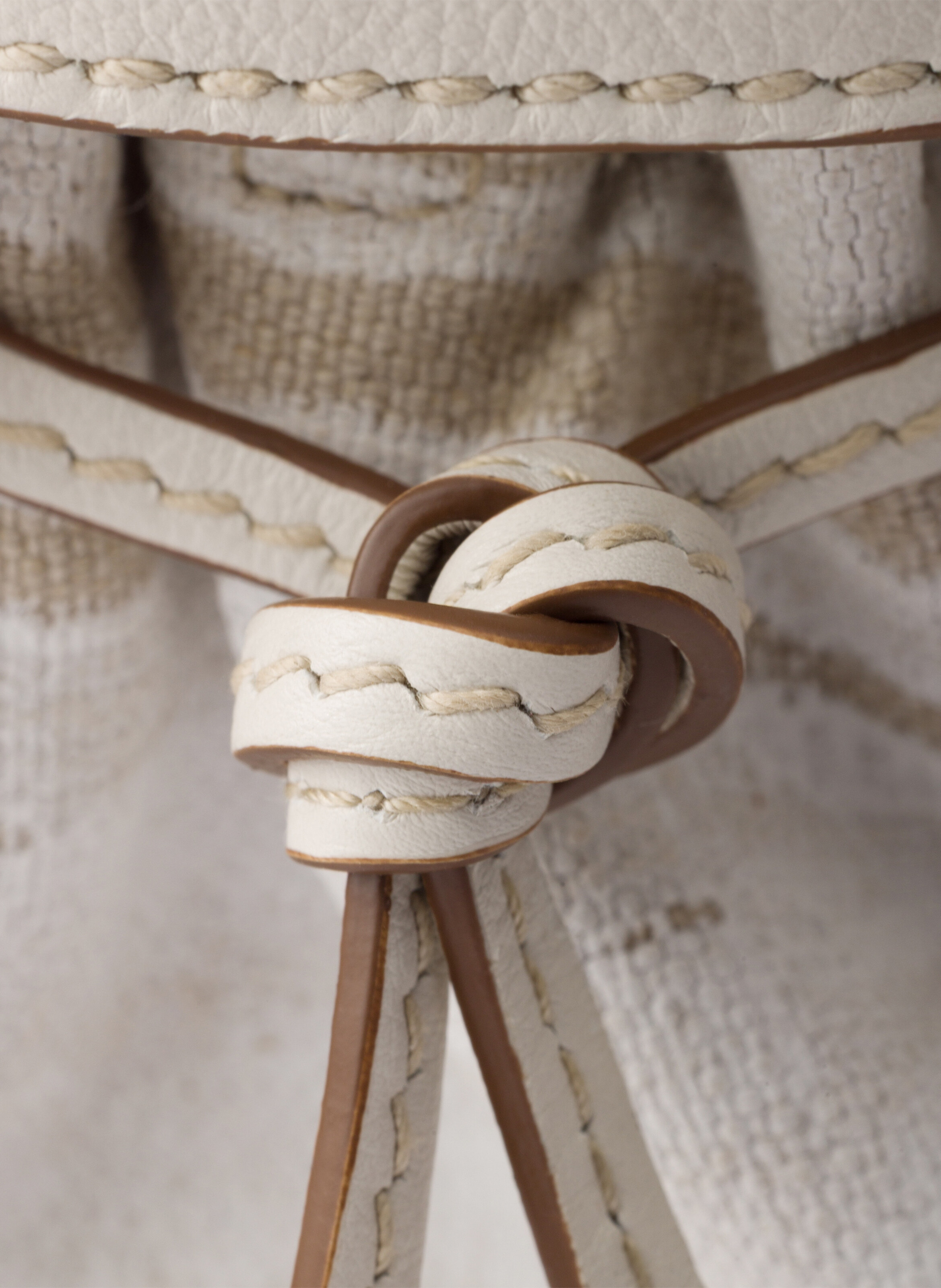 Petit sac à main prada bonnie en lin imprimé et cu PRADA Blanc