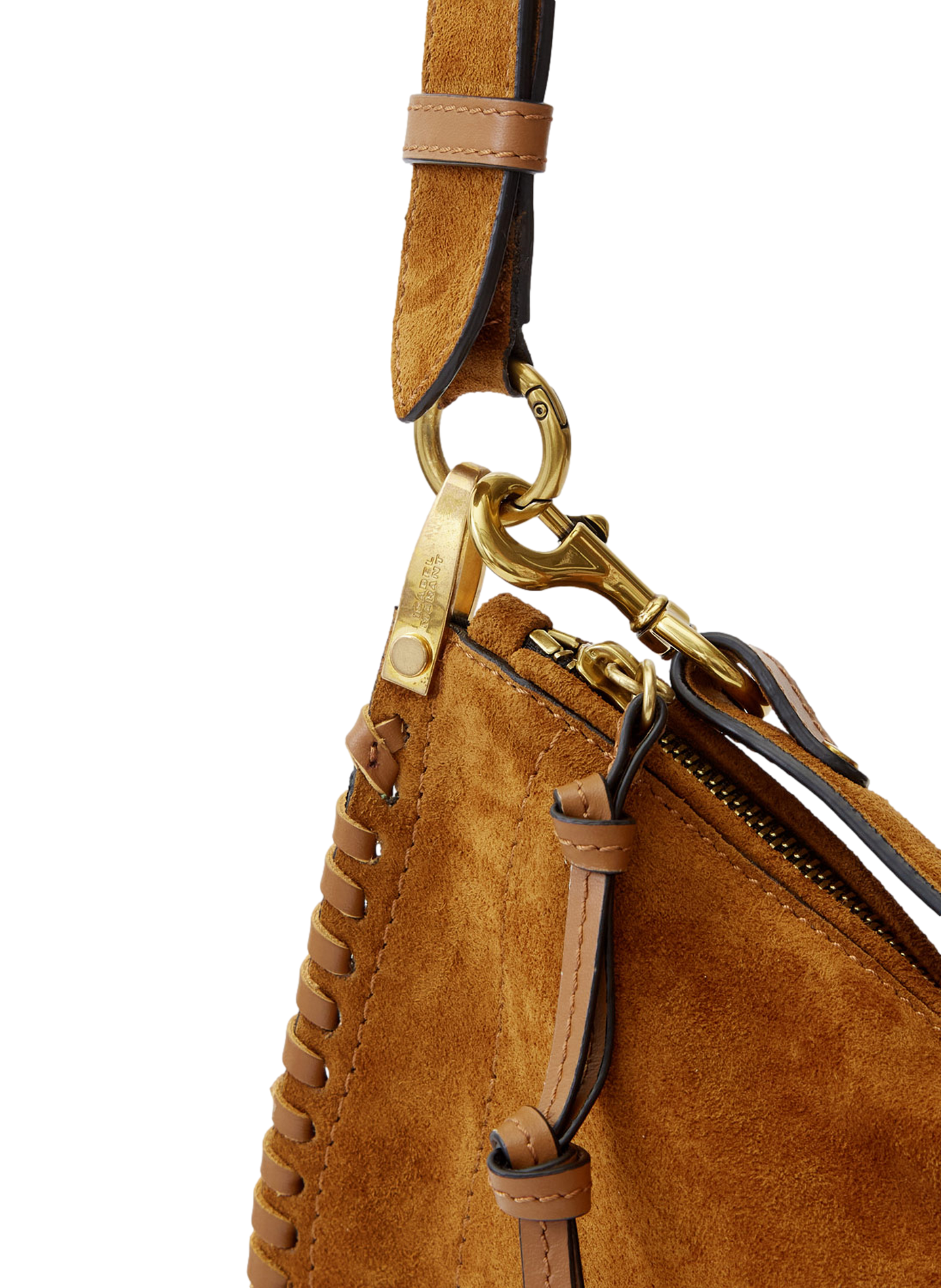 Tasche Oskan Soft Zip aus geflochtenem Wildleder aus Kalbsleder ISABEL MARANT Braun