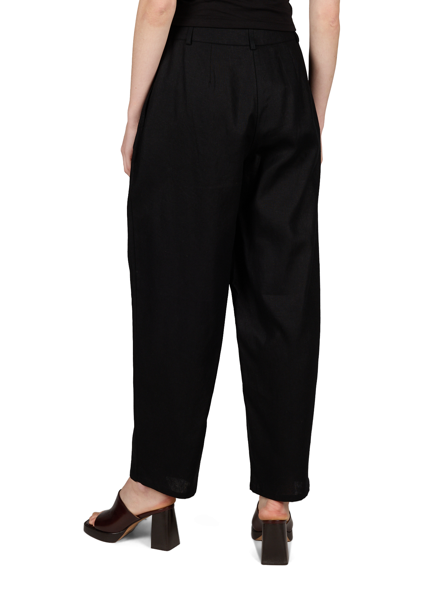 Solid linen blend trousers TOPSHOP Black