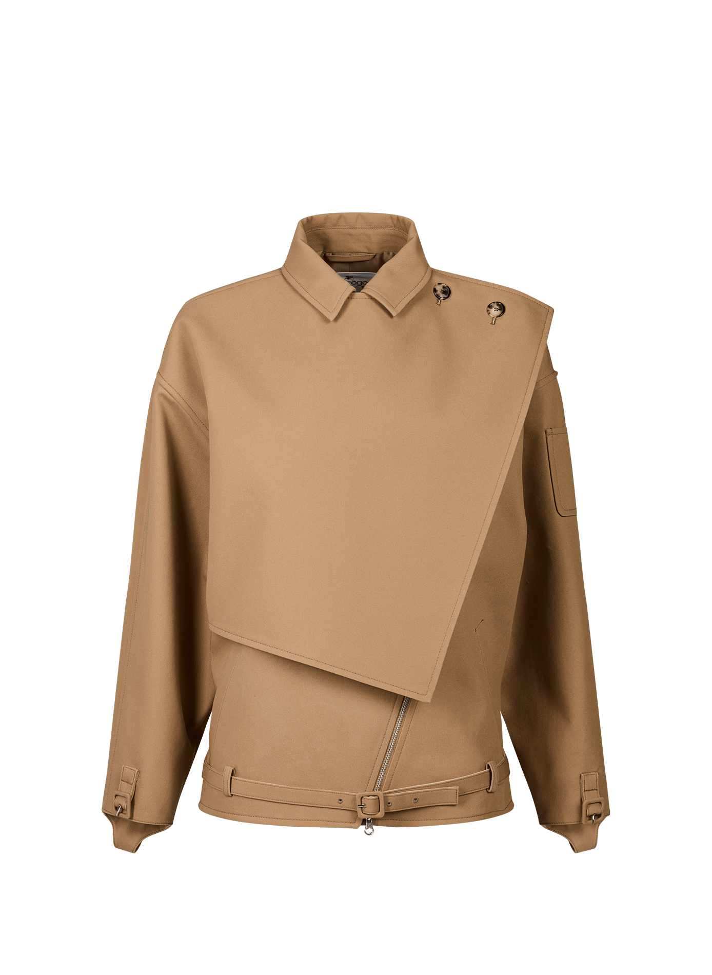 Trench corto obliquo in cotone COURRÈGES Beige