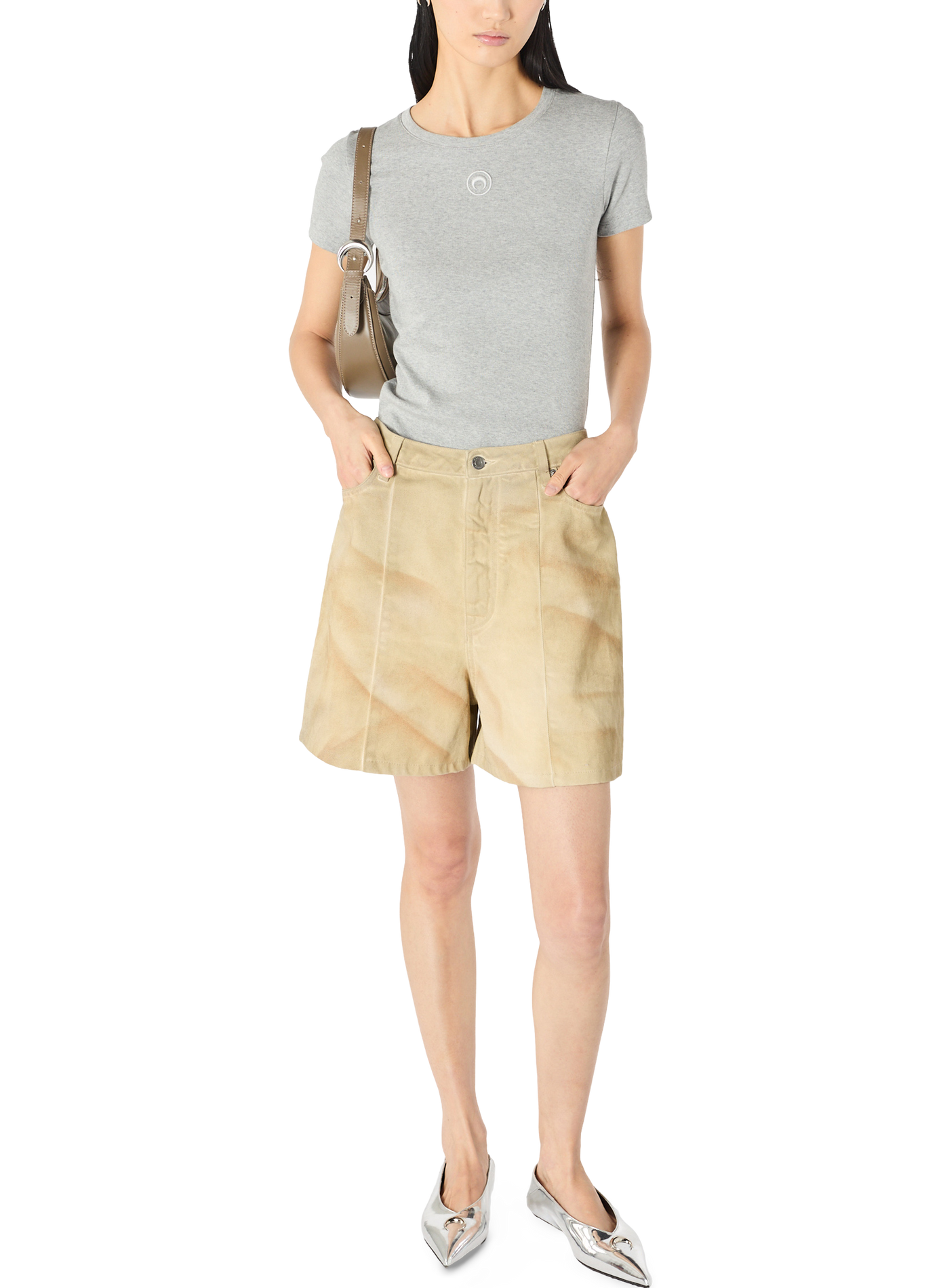 T-shirt baby fit logo moon coton biologique MARINE SERRE Gris
