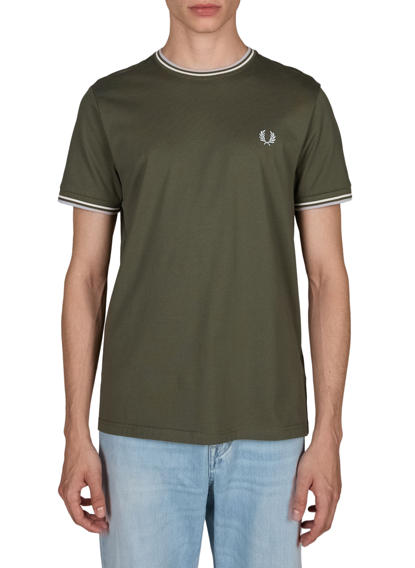 Plain round neck cotton T-shirt FRED PERRY Green