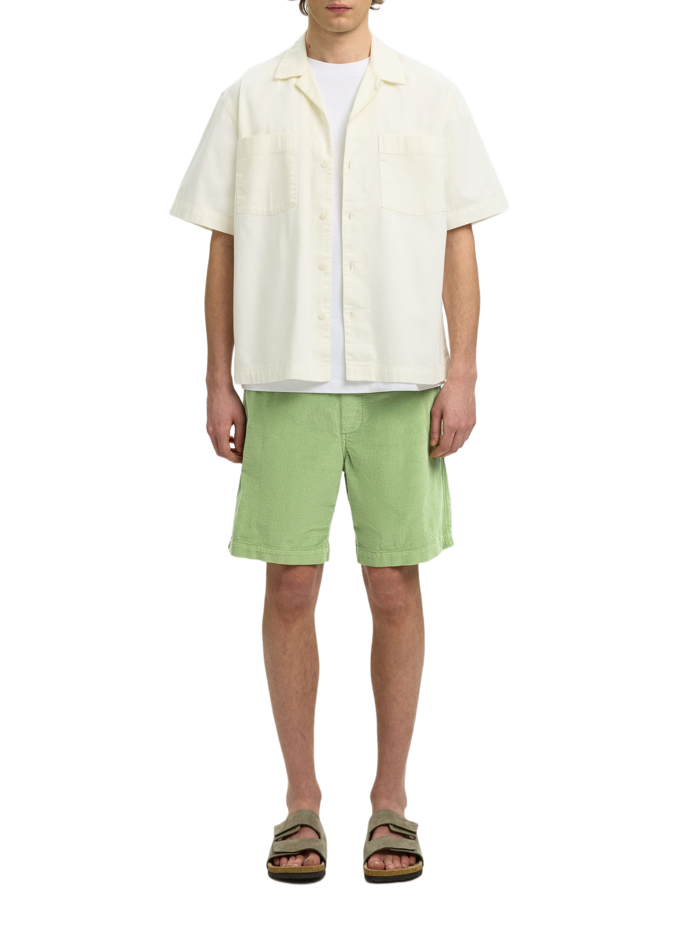Gonna dritta in misto cotone SELECTED Verde