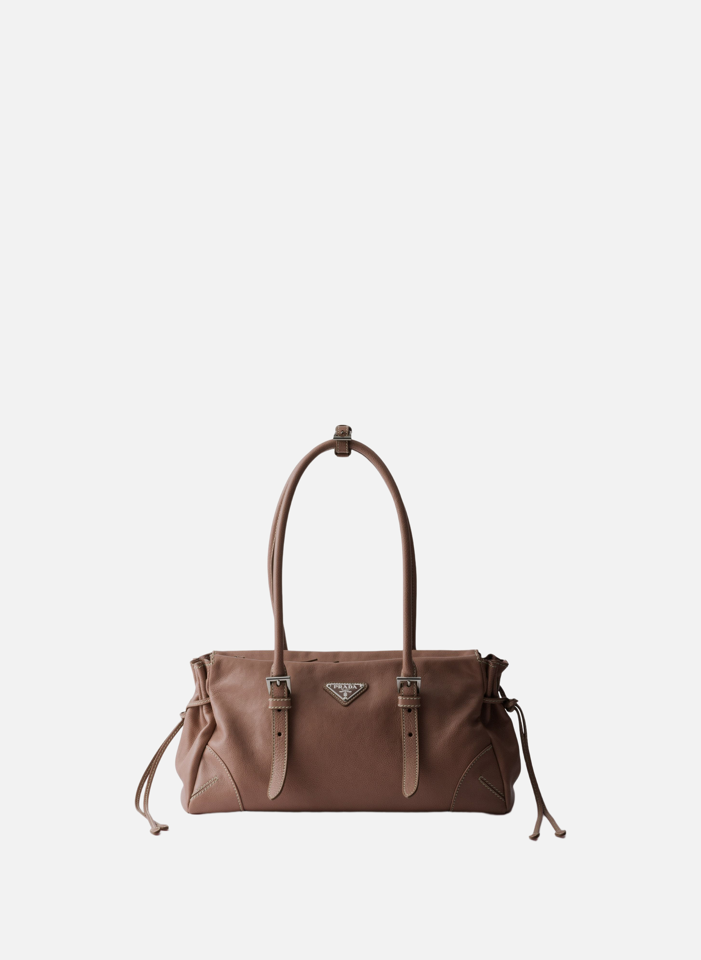 Cabas prada bonnie en cuir vieilli de taille moyen PRADA Marron