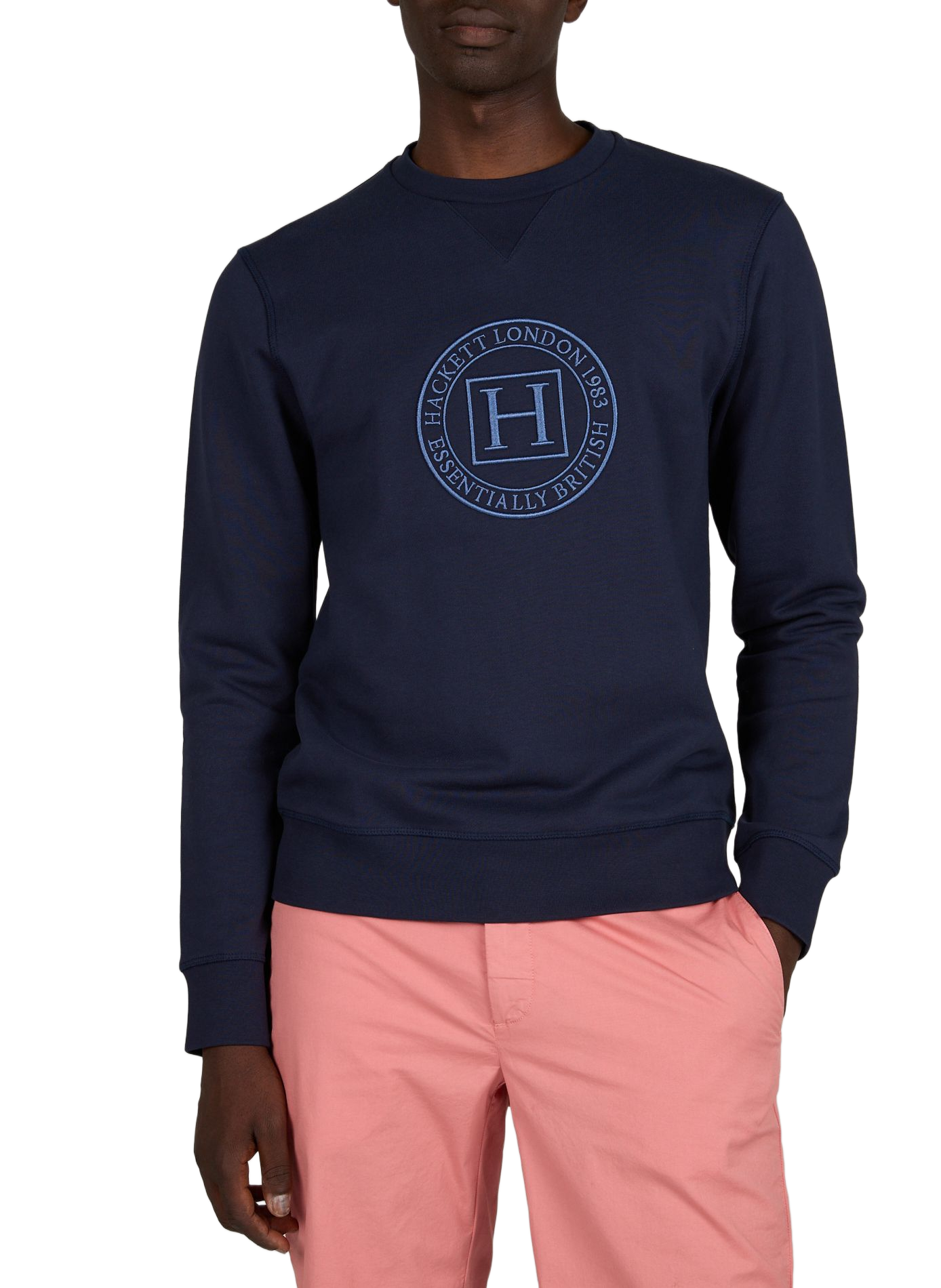 Straight round-neck sweatshirt with embroidery HACKETT Blue