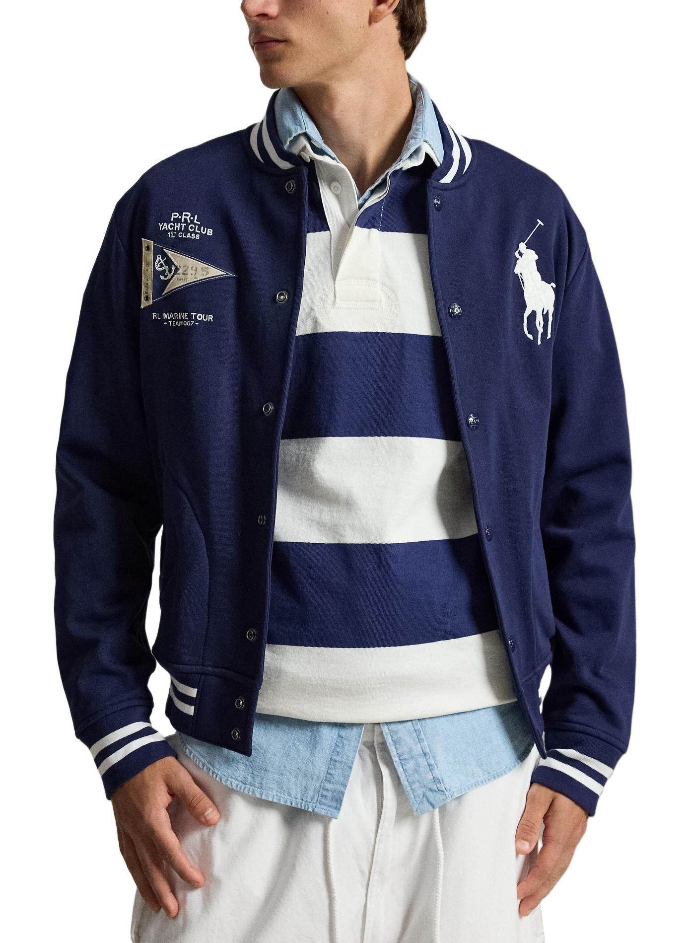 Varsity-Jacke aus Baumwollmischung POLO RALPH LAUREN Blau