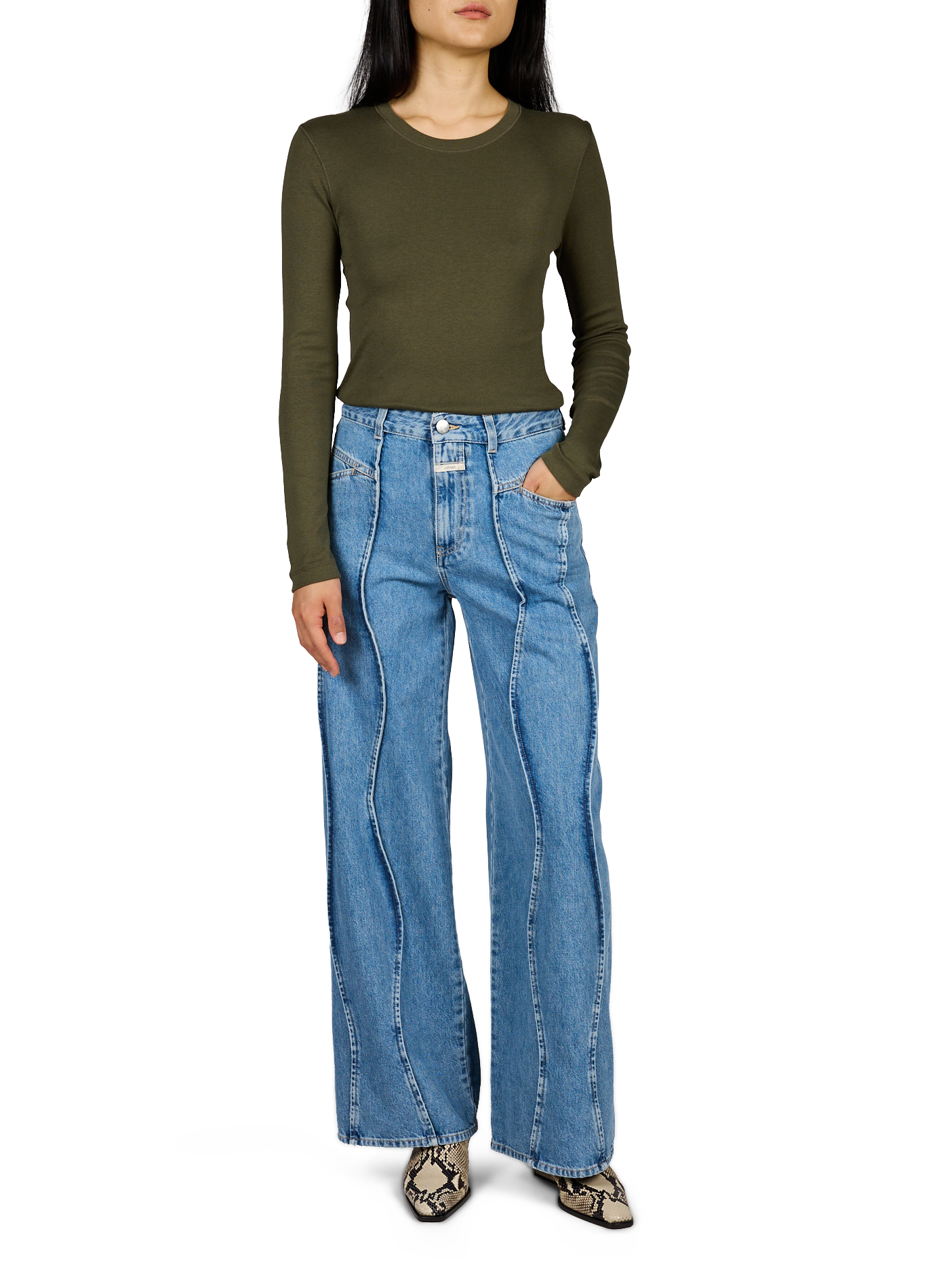 Weite Baumwolljeans CLOSED Blau