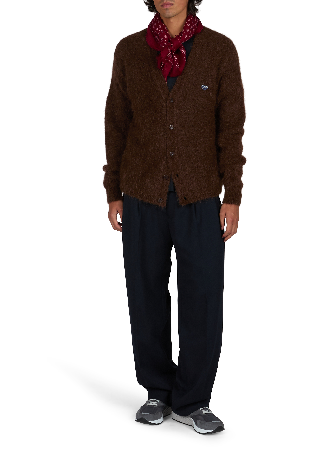 Cardigan droit boutonné avec broderie MAISON LABICHE Marron