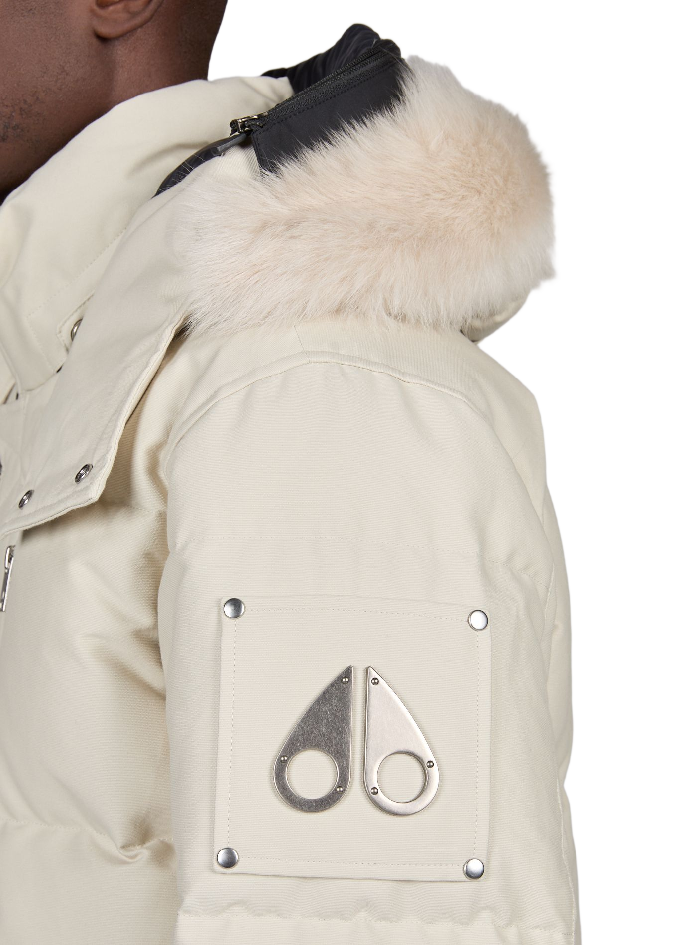 Solid straight parka with hood | Beige MOOSE KNUCKLES Men