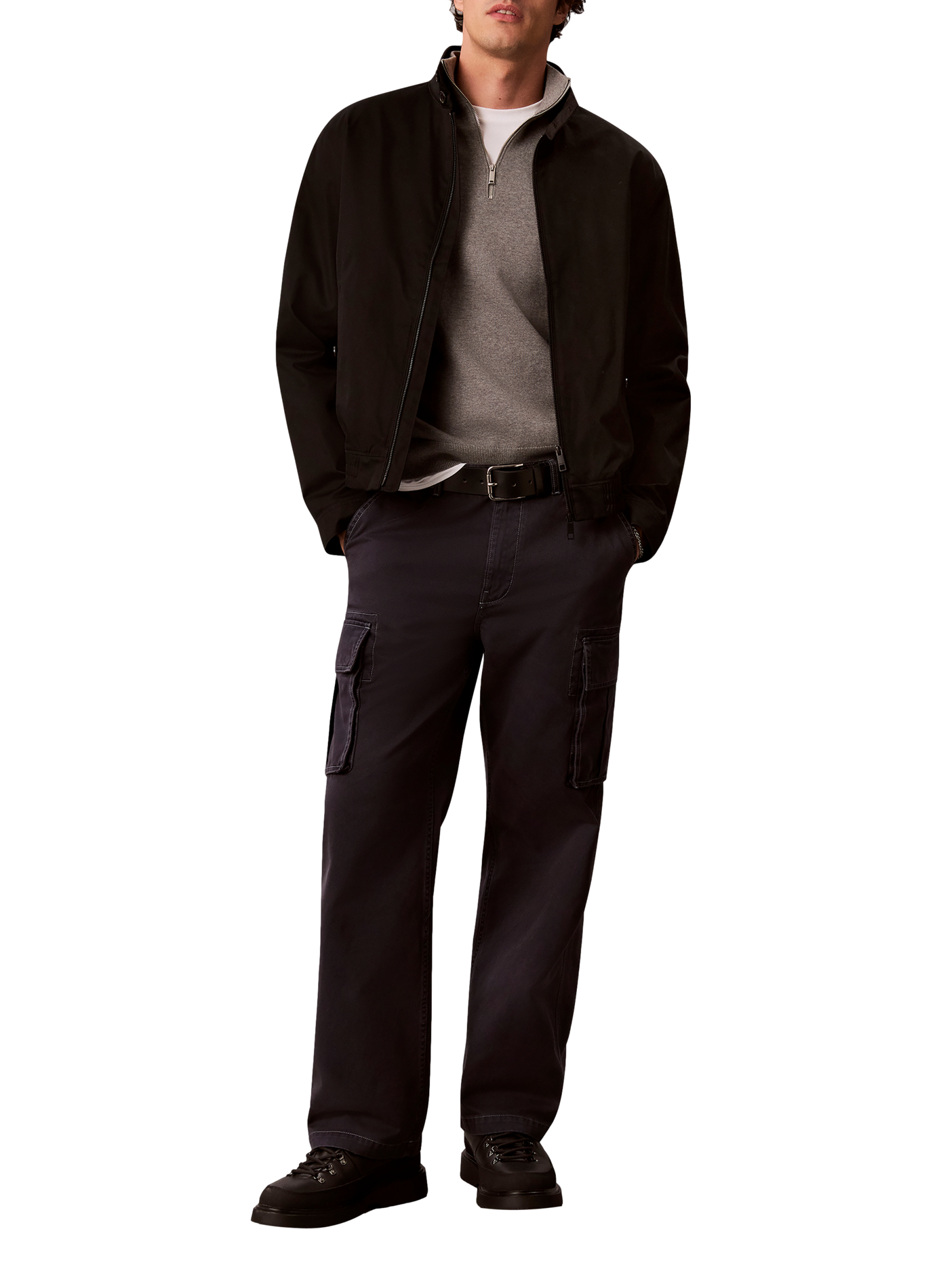Pantalon droit en coton CALVIN KLEIN Bleu