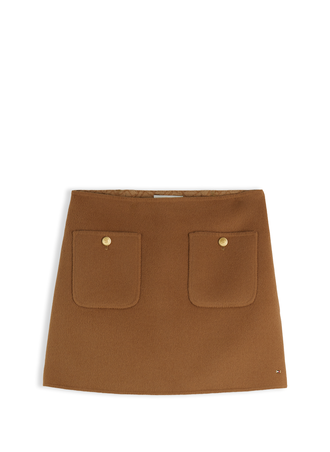 Jupe courte unie en laine mélangée TOMMY HILFIGER Brown