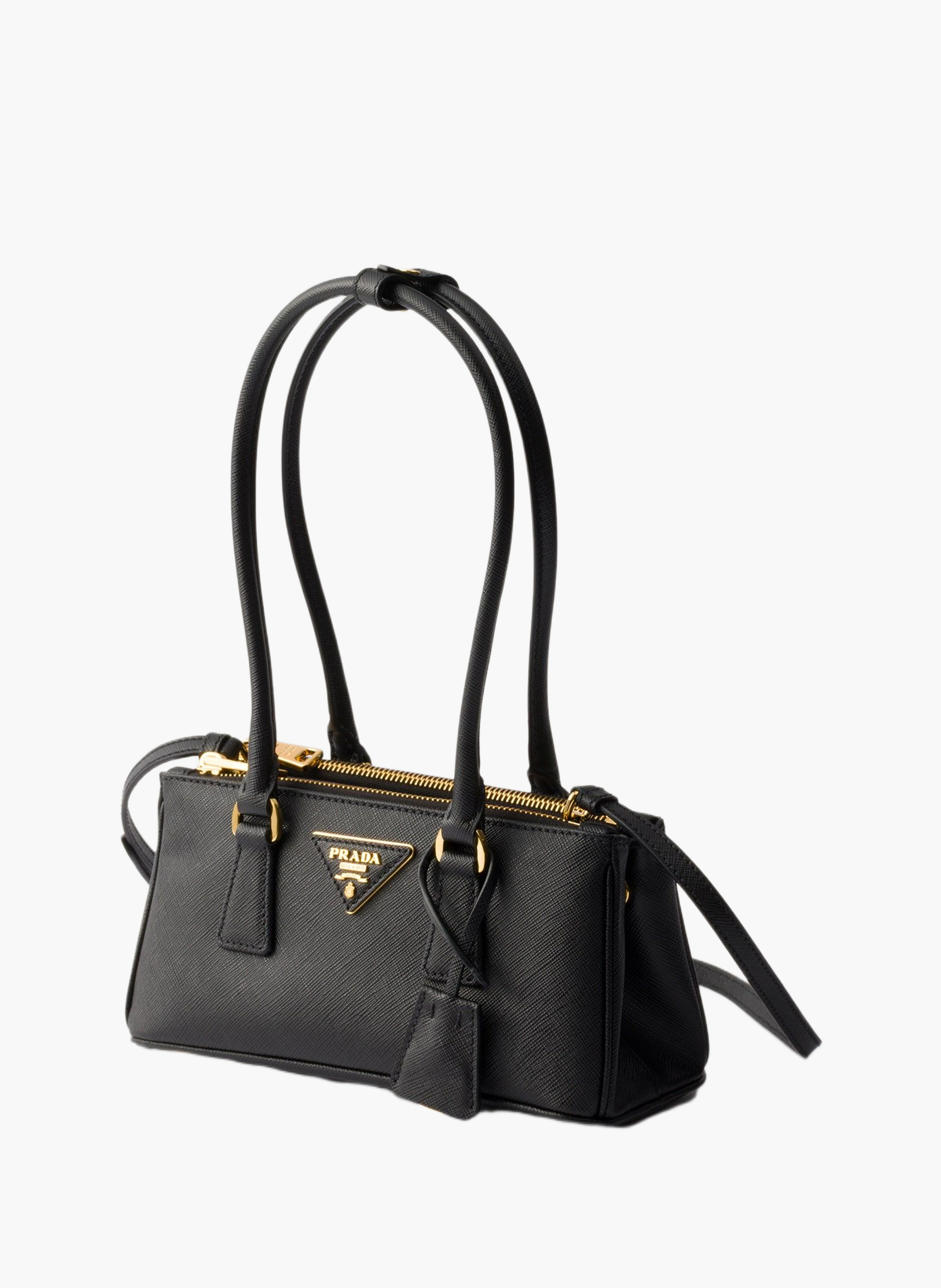 Mini sac prada galleria en cuir saffiano PRADA Noir