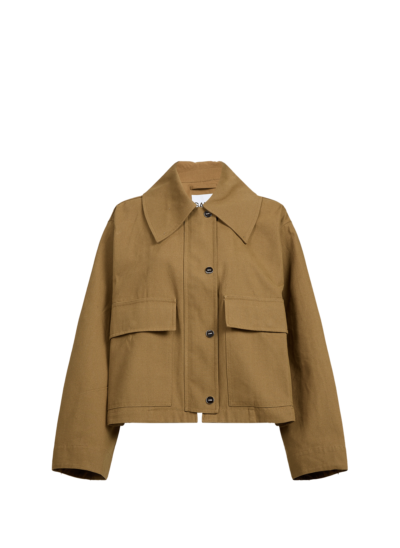 Straight-fit cotton jacket GANNI Brown