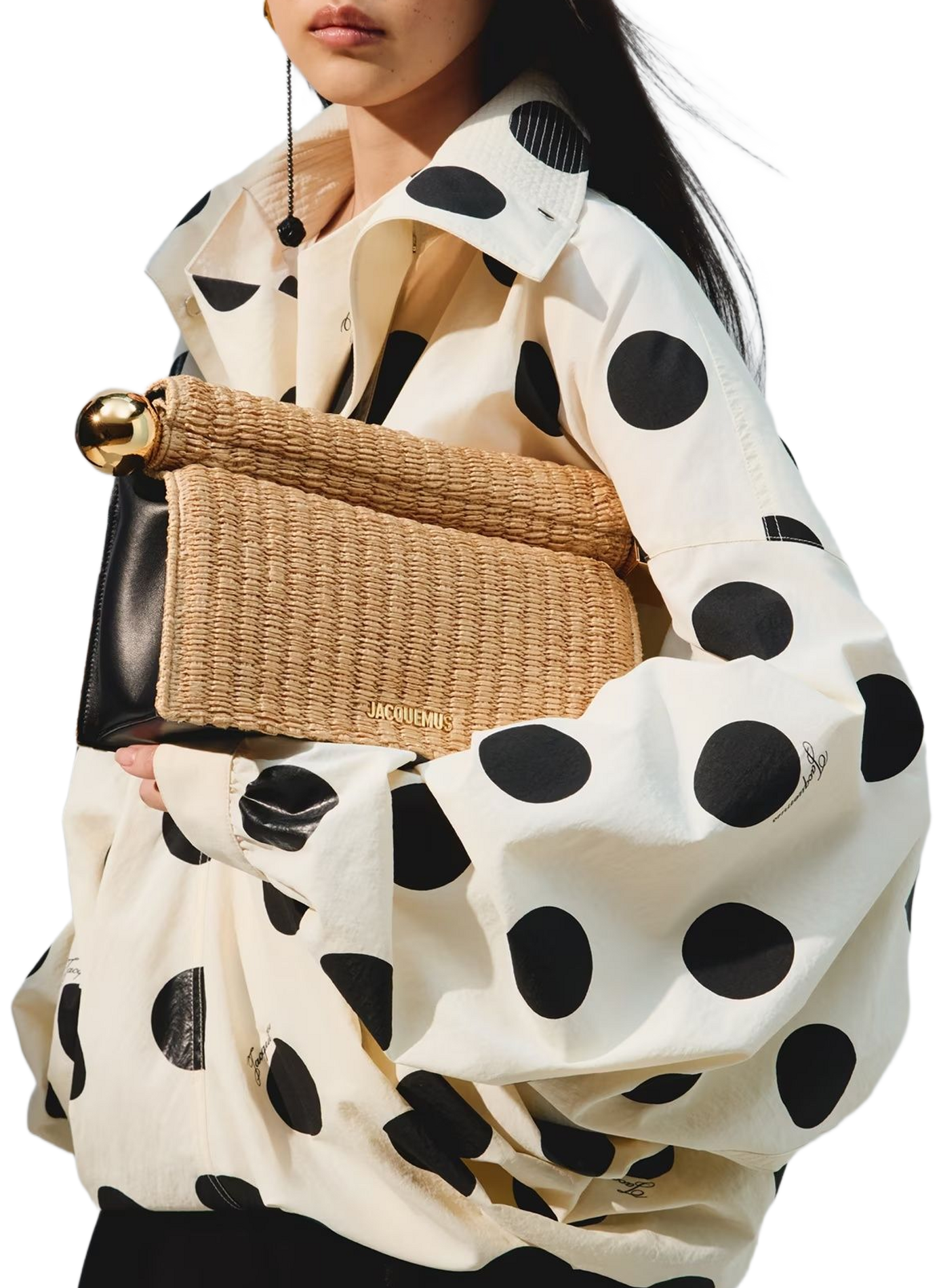 La pochette Rond Carré en cuir mélangé JACQUEMUS Beige