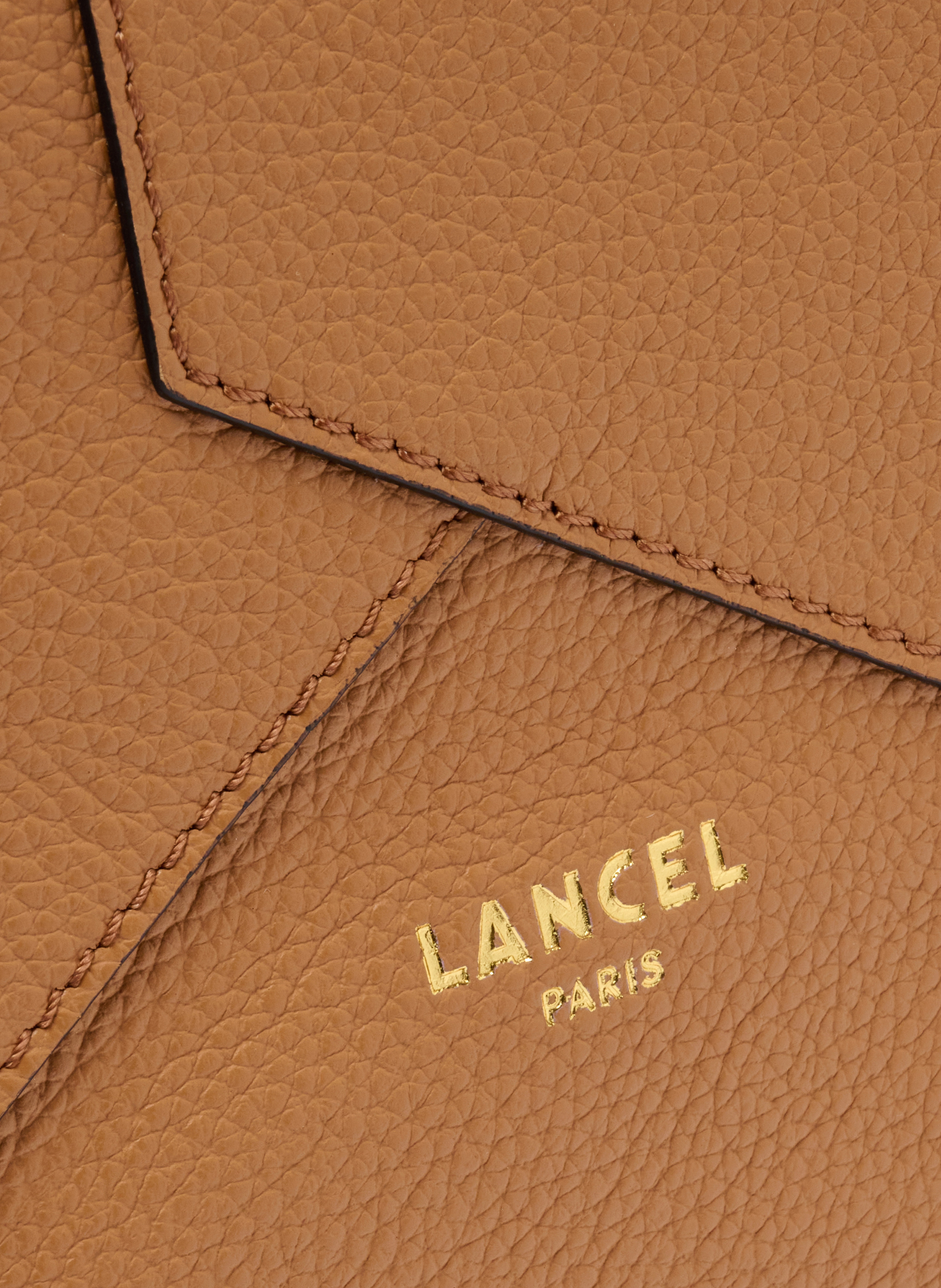 Sac cabas zippé m double porté enveloppe de lancel en cuir LANCEL Marron