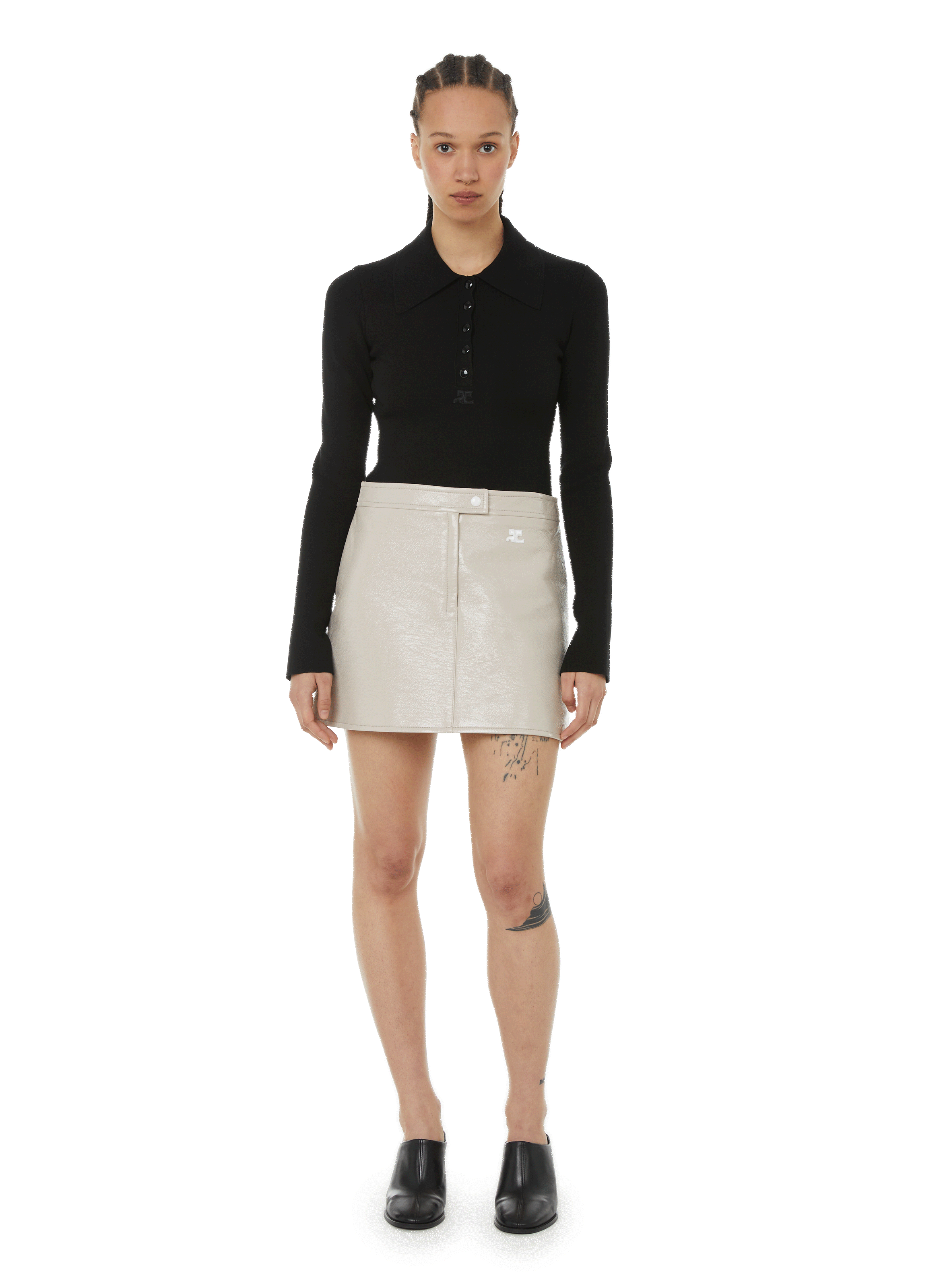 Reedition vinyl mini skirt COURRÈGES Grey
