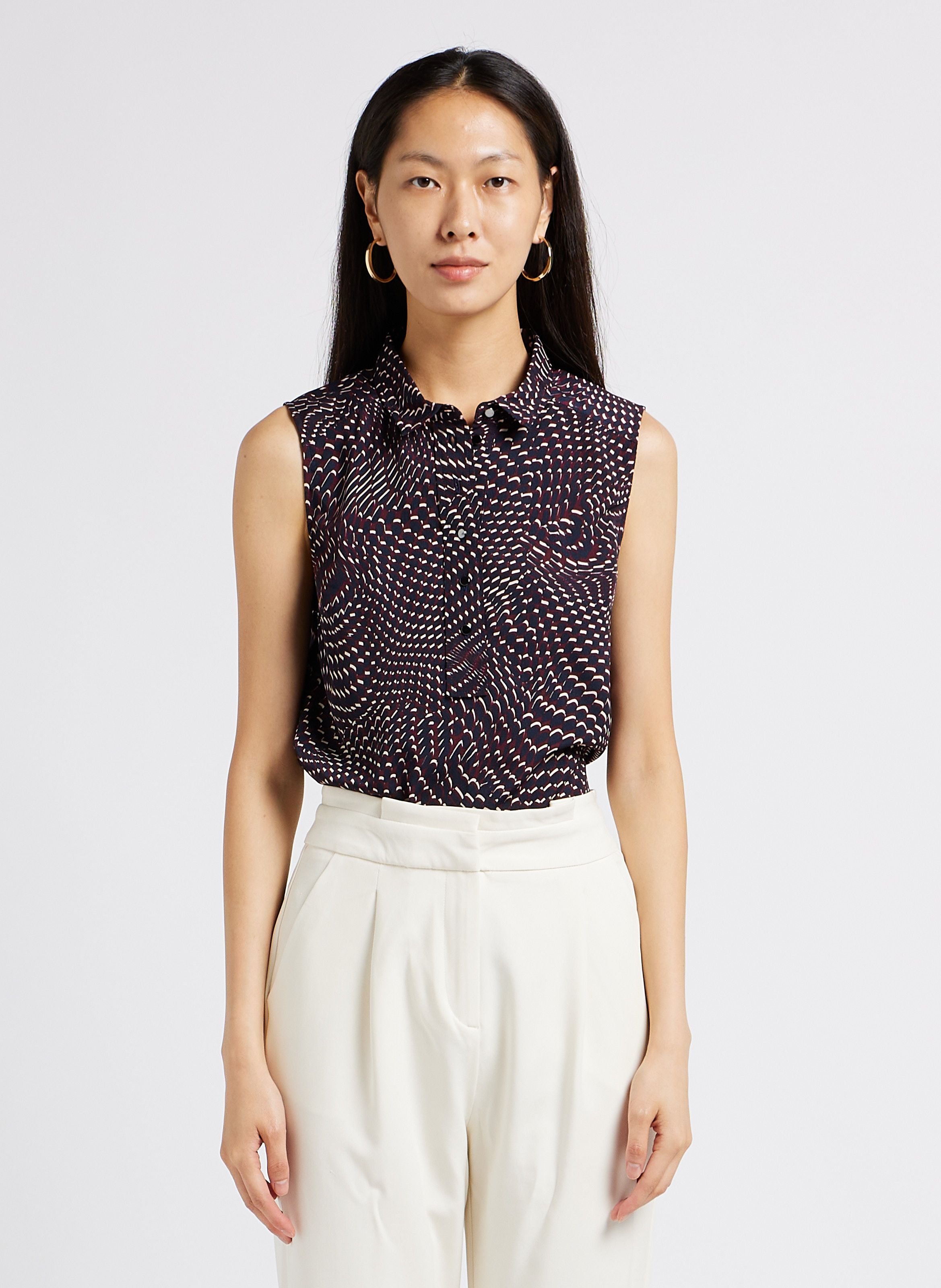 Top col chemise imprimé