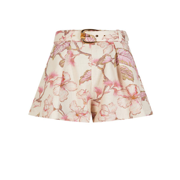 Zimmermann Floral Linen Shorts In Neutral