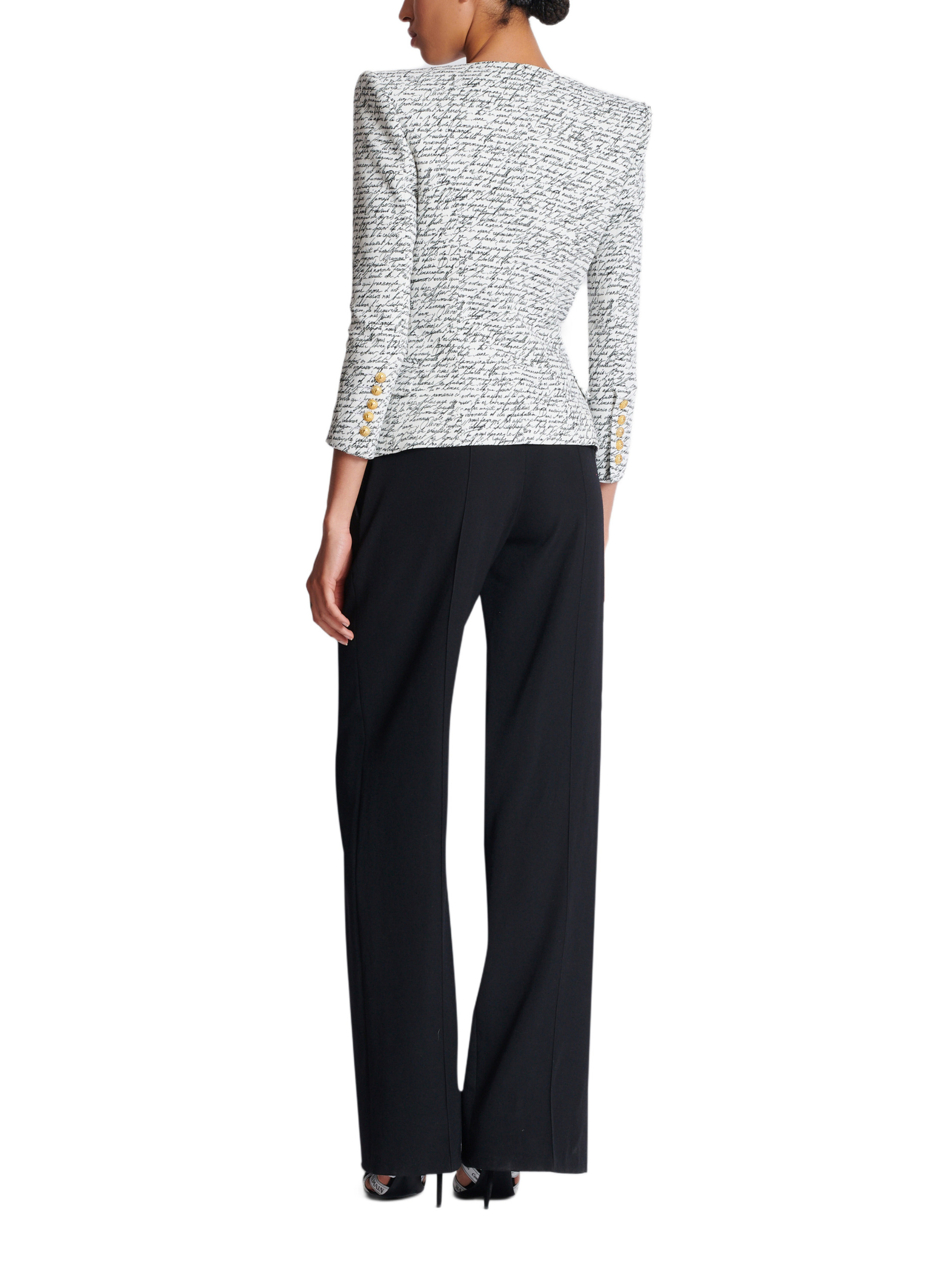 Veste 1 bouton imprimée « lettre d'amour » BALMAIN Blanc