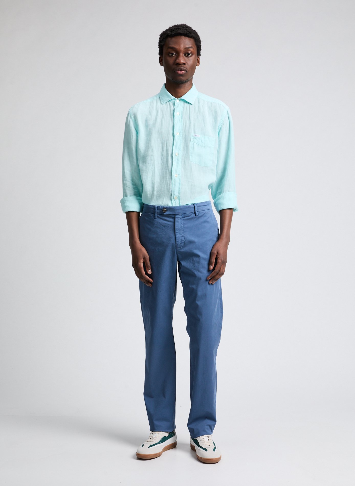 Chemise droite en lin FACONNABLE Bleu