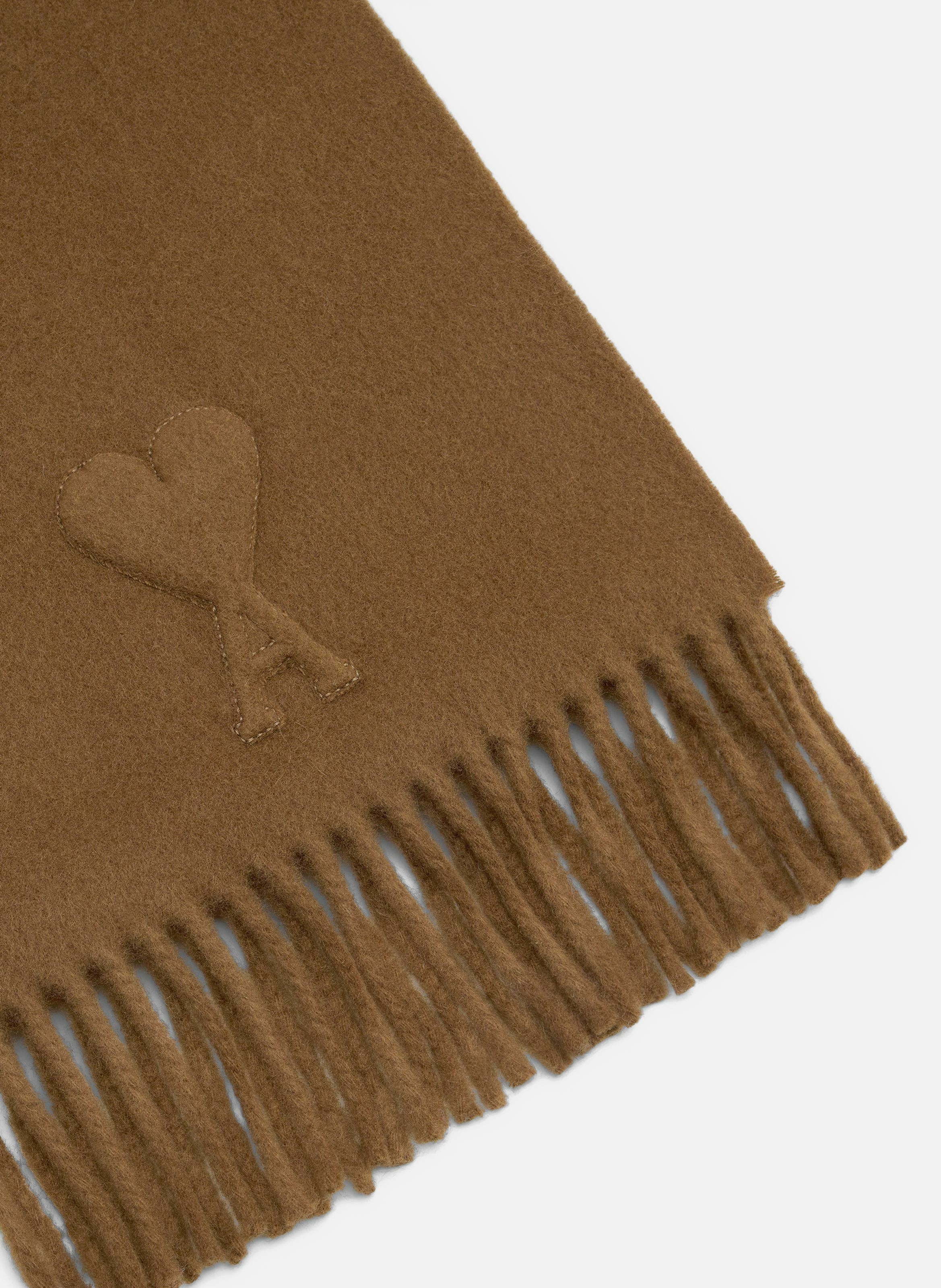 Echarpe ami de coeur en laine unisexe AMI PARIS Marron