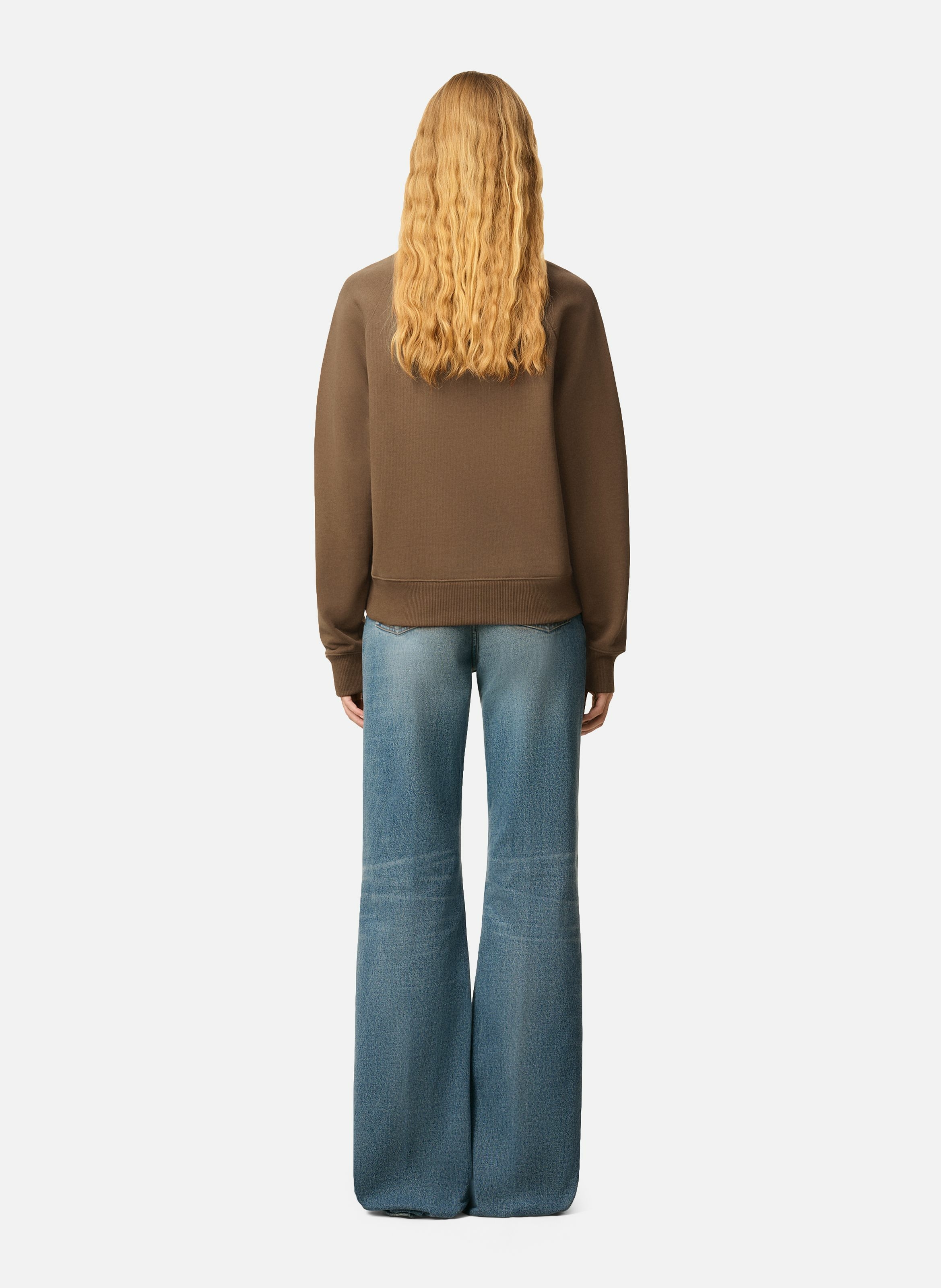 Sweatshirt ami de coeur embossé unisexe en coton AMI PARIS Marron