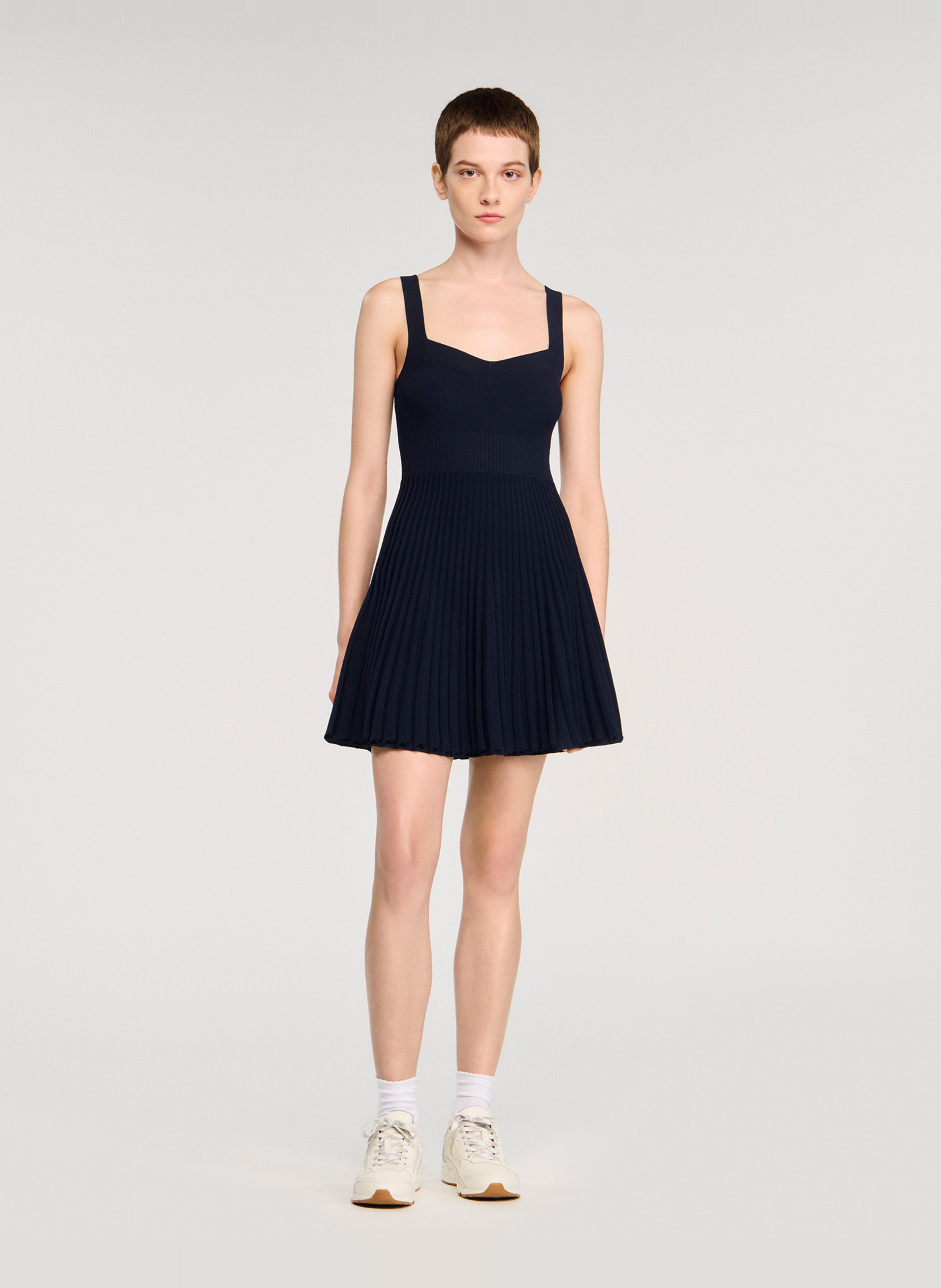 Robe courte plissée SANDRO Bleu