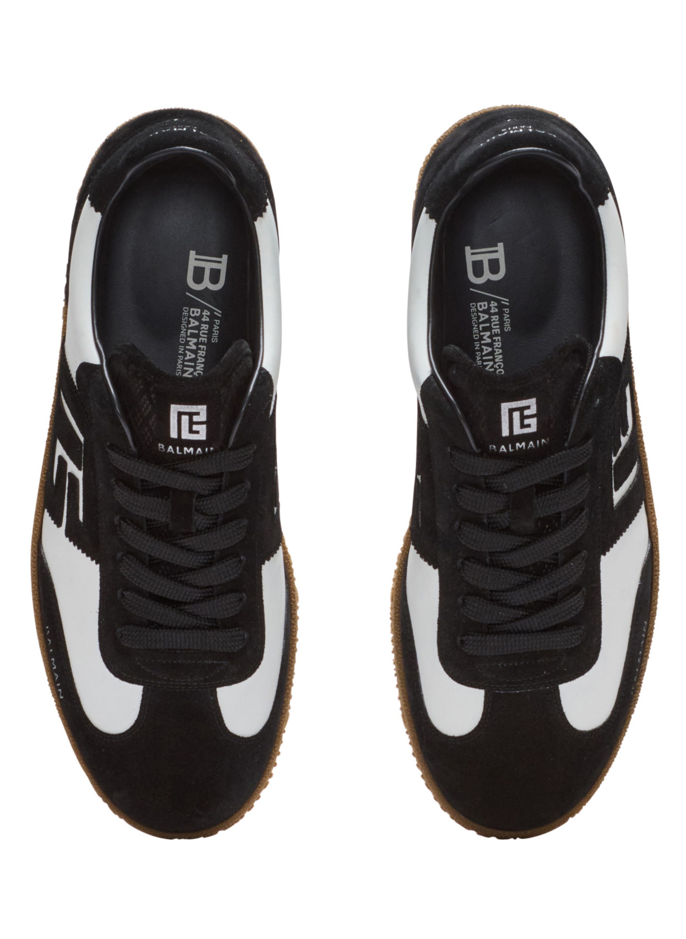 Baskets balmain swan en cuir de veau et cuir suédé BALMAIN Noir