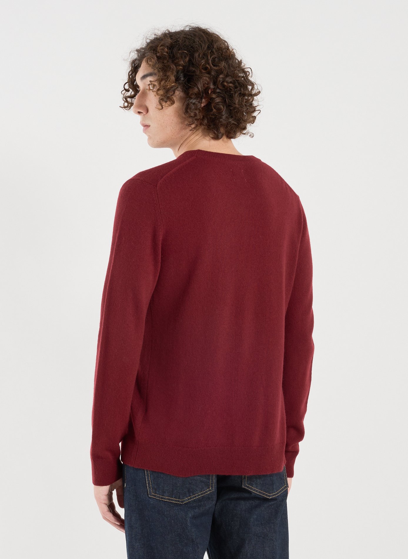 Pull col V en cachemire AU PRINTEMPS PARIS Rouge
