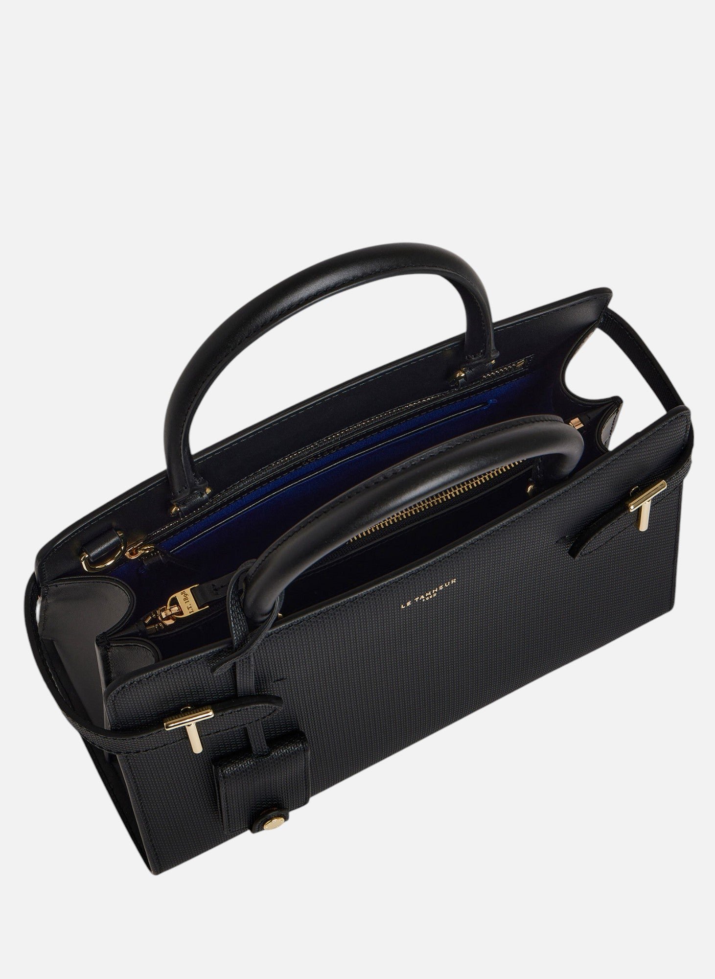 Sac à main moyen modèle emilie en cuir signature t Noir