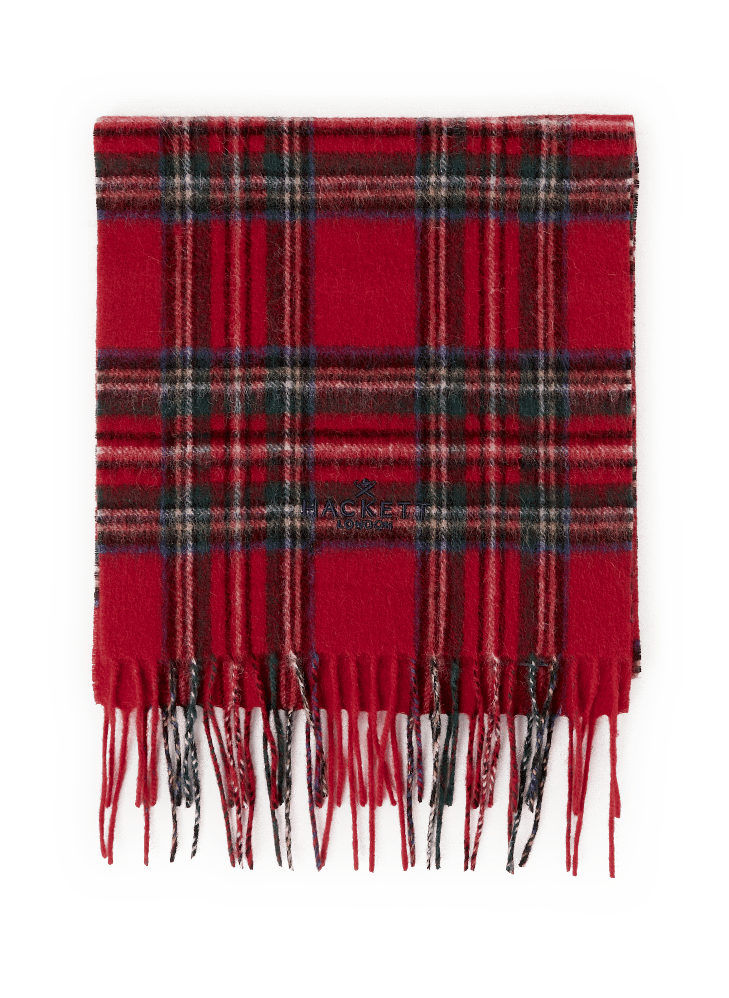 HACKETT Echarpe à carreaux en laine et cachemire Rouge