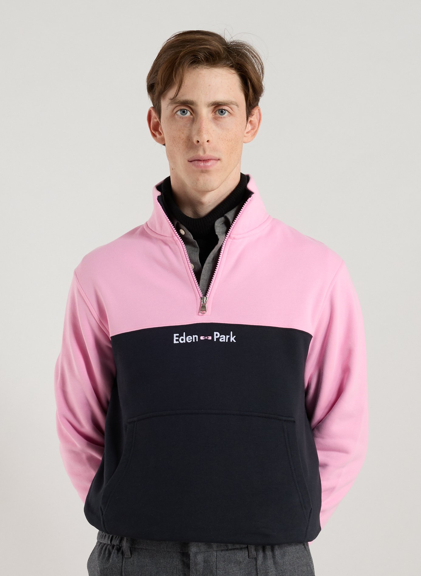 EDEN PARK Cotton fleece trucker neck sweatshirt Pink