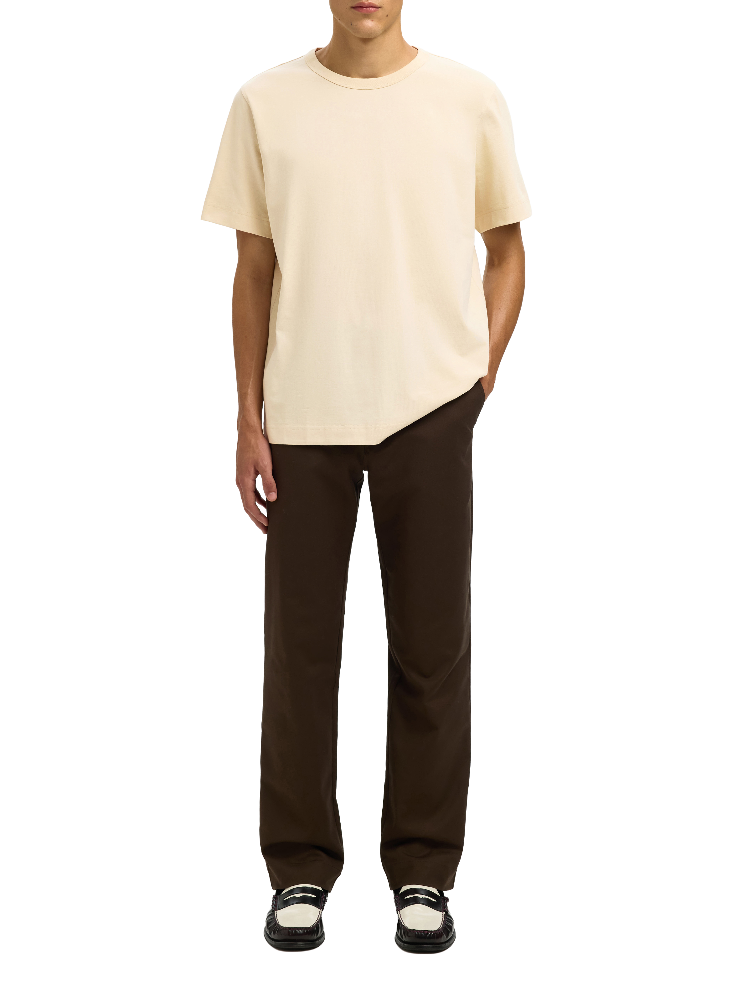 T-shirt coupe droite avec motif  SELECTED Beige