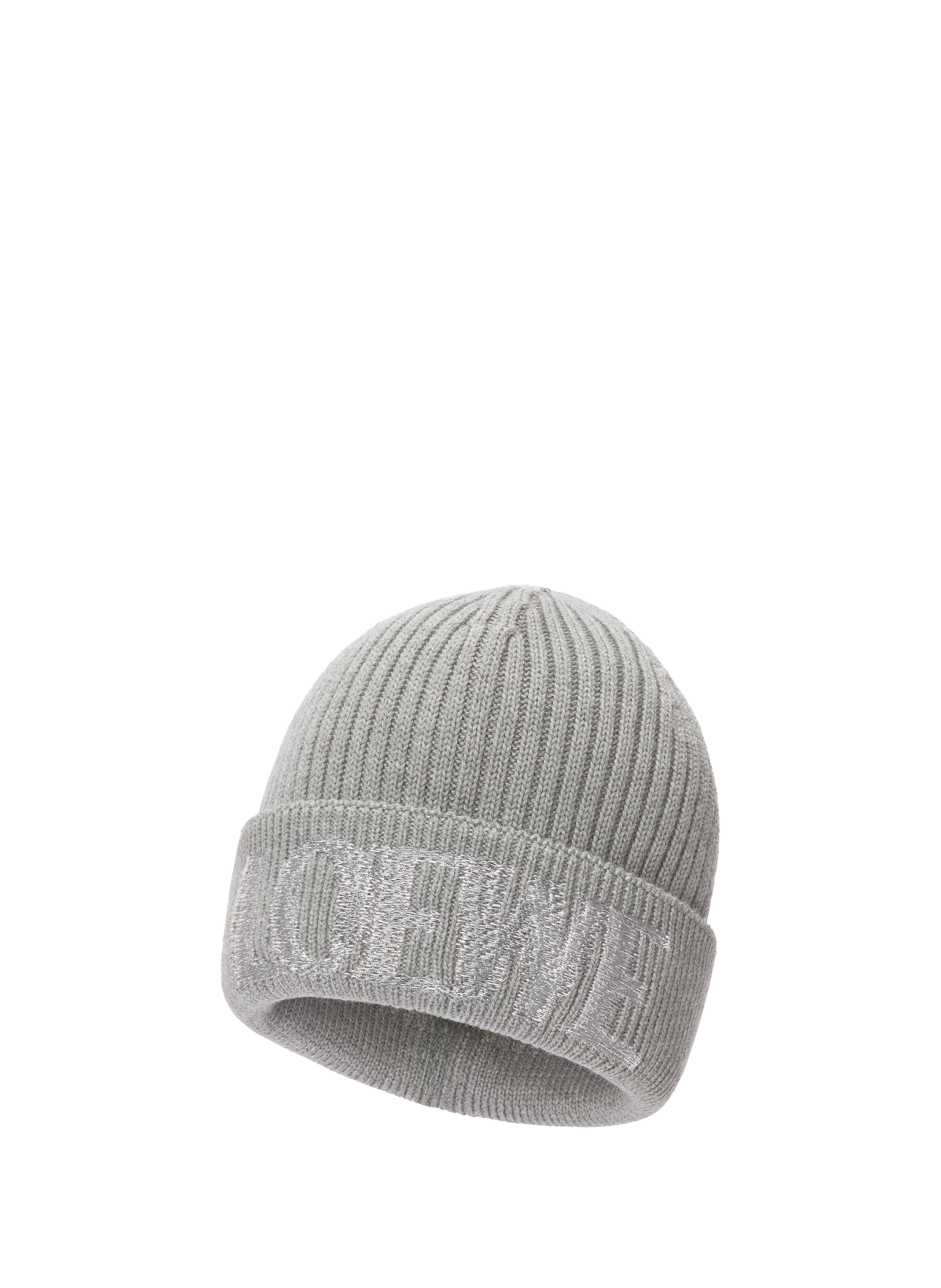 Ribbed wool beanie with embroideries LOEWE Grey