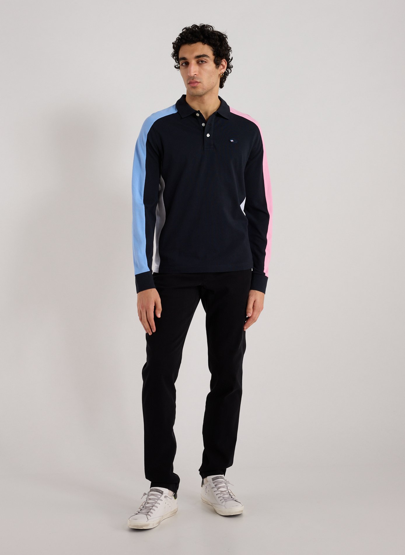 Long-sleeved cotton polo shirt EDEN PARK Pink
