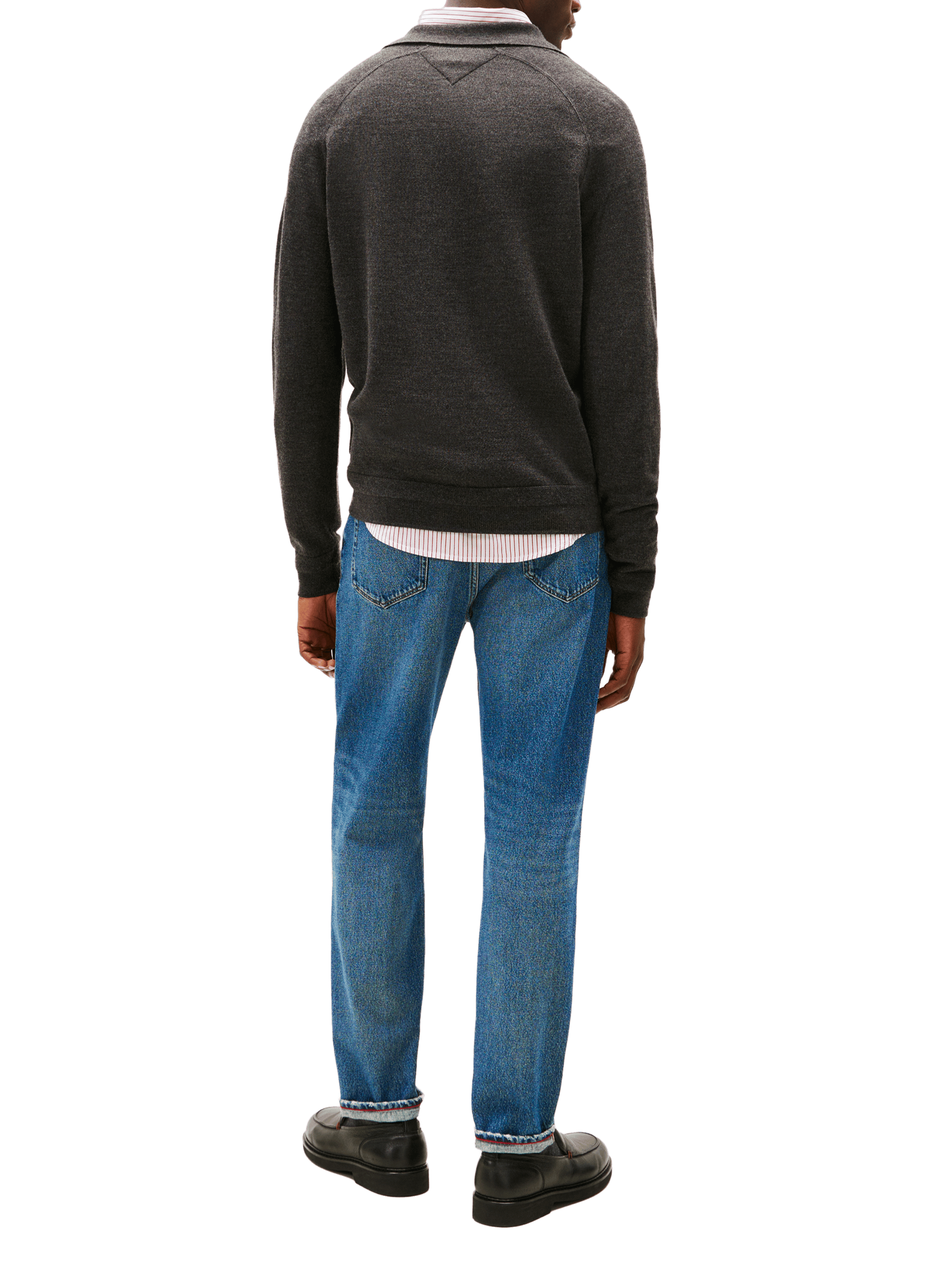 Pull col polo en laine mélangée TOMMY HILFIGER Gris