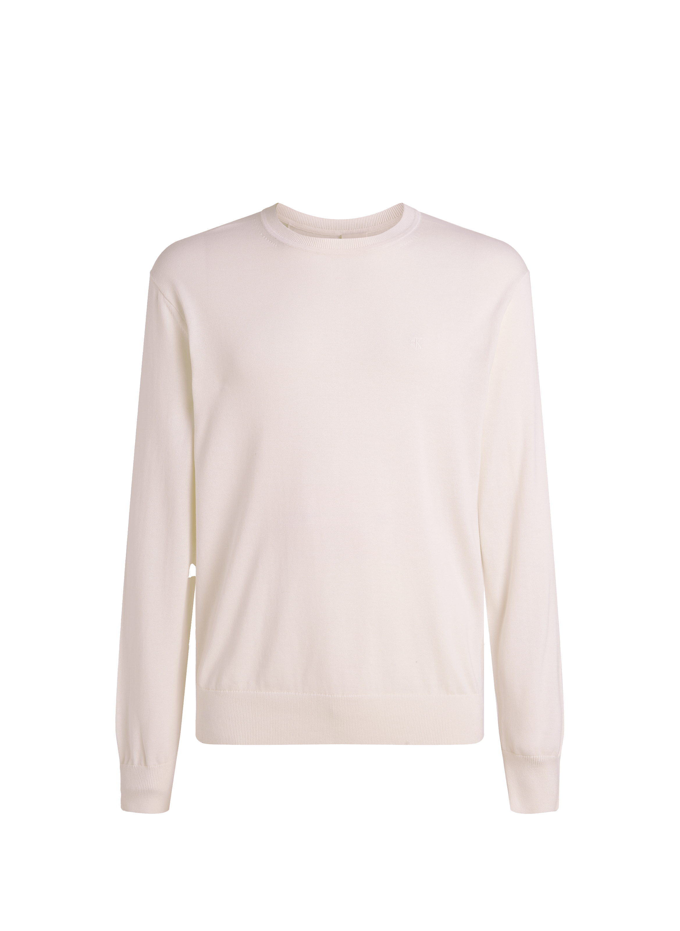 Pull col rond en coton CALVIN KLEIN Blanc