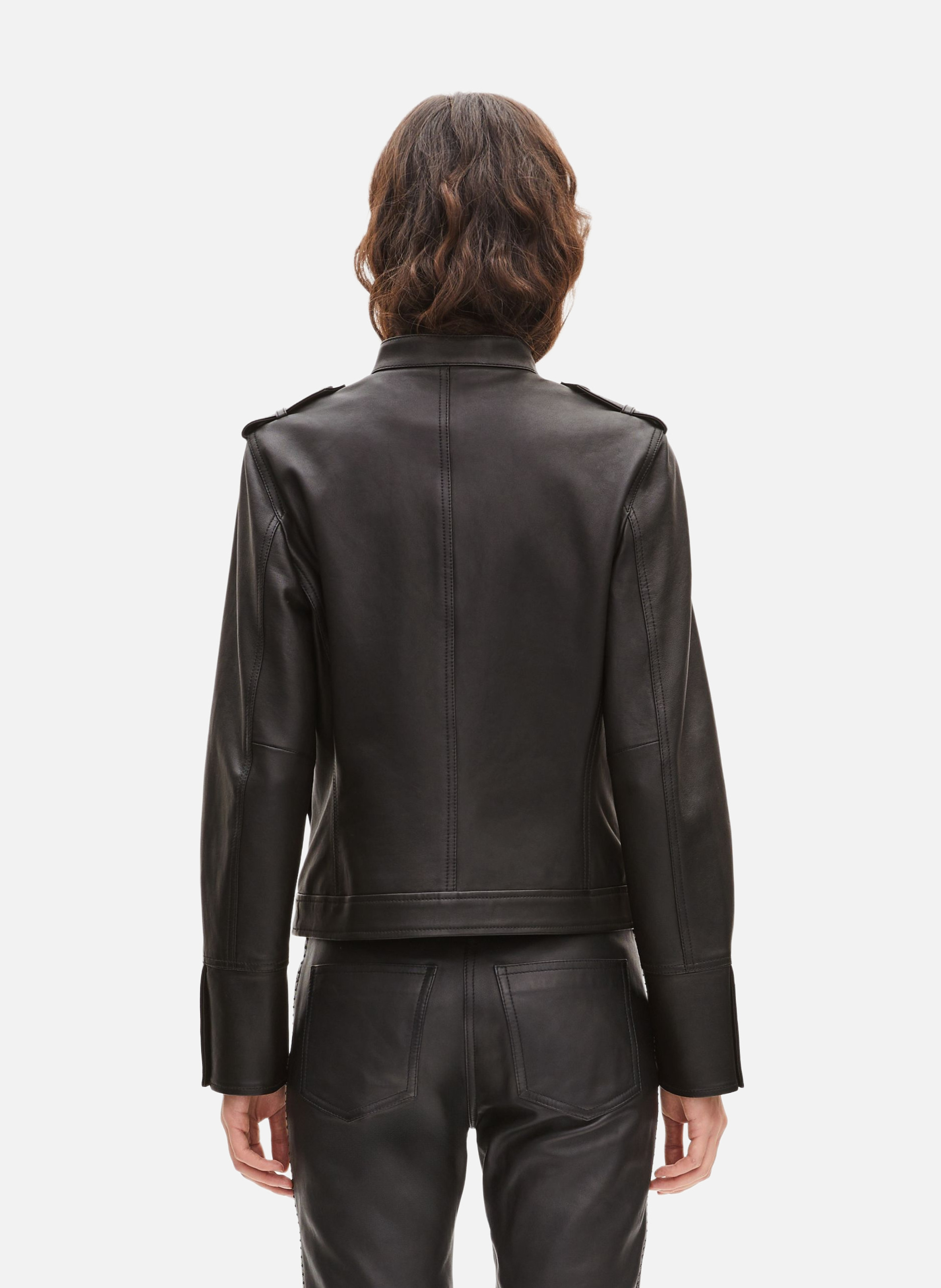 Blouson en cuir style officier THE KOOPLES Noir