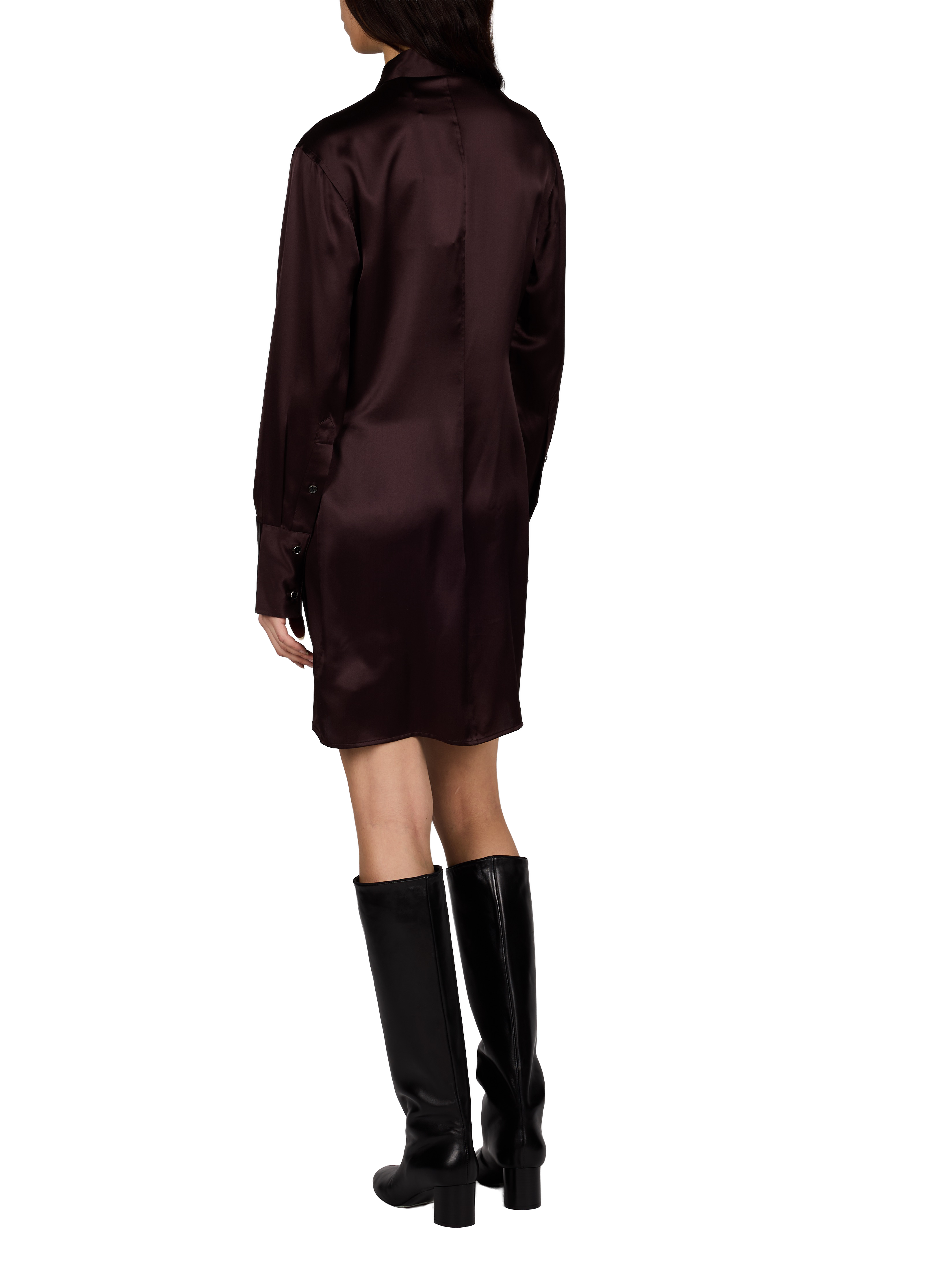 Satin Silk Mini Shirt Dress HELMUT LANG Purple