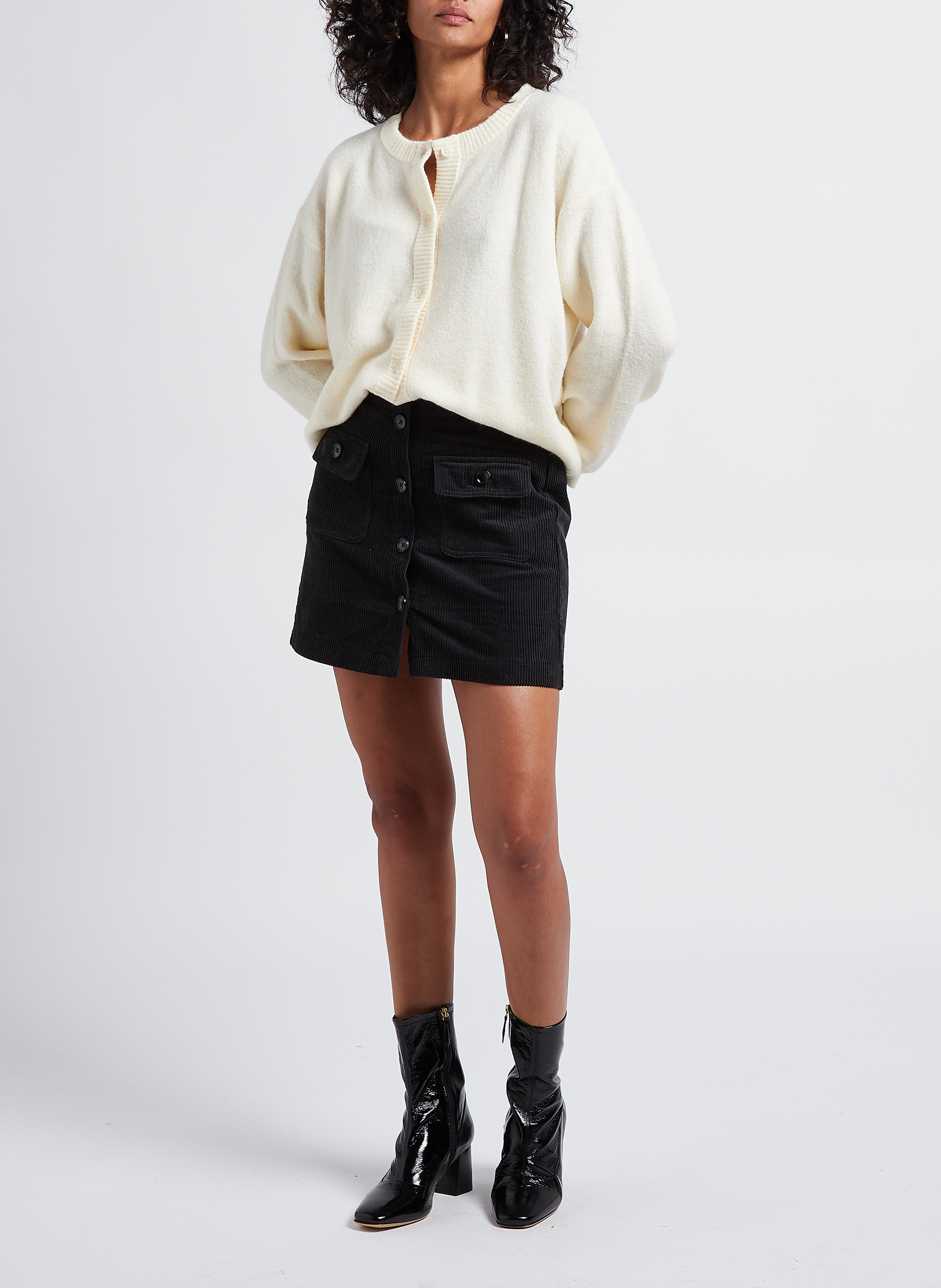 Gilet oversize col rond boutonné damsville AMERICAN VINTAGE Beige