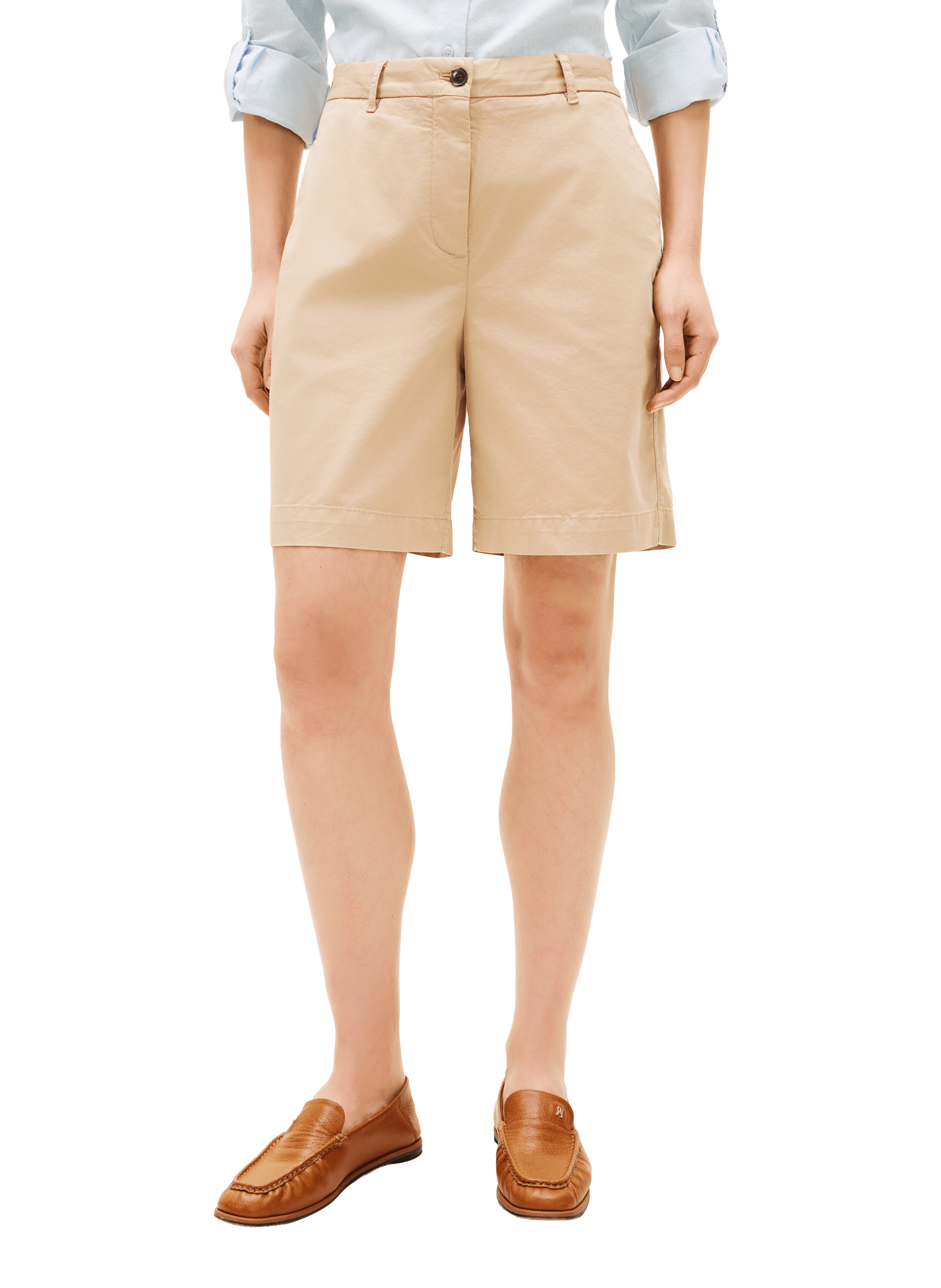 Straight cotton blend shorts TOMMY HILFIGER Beige