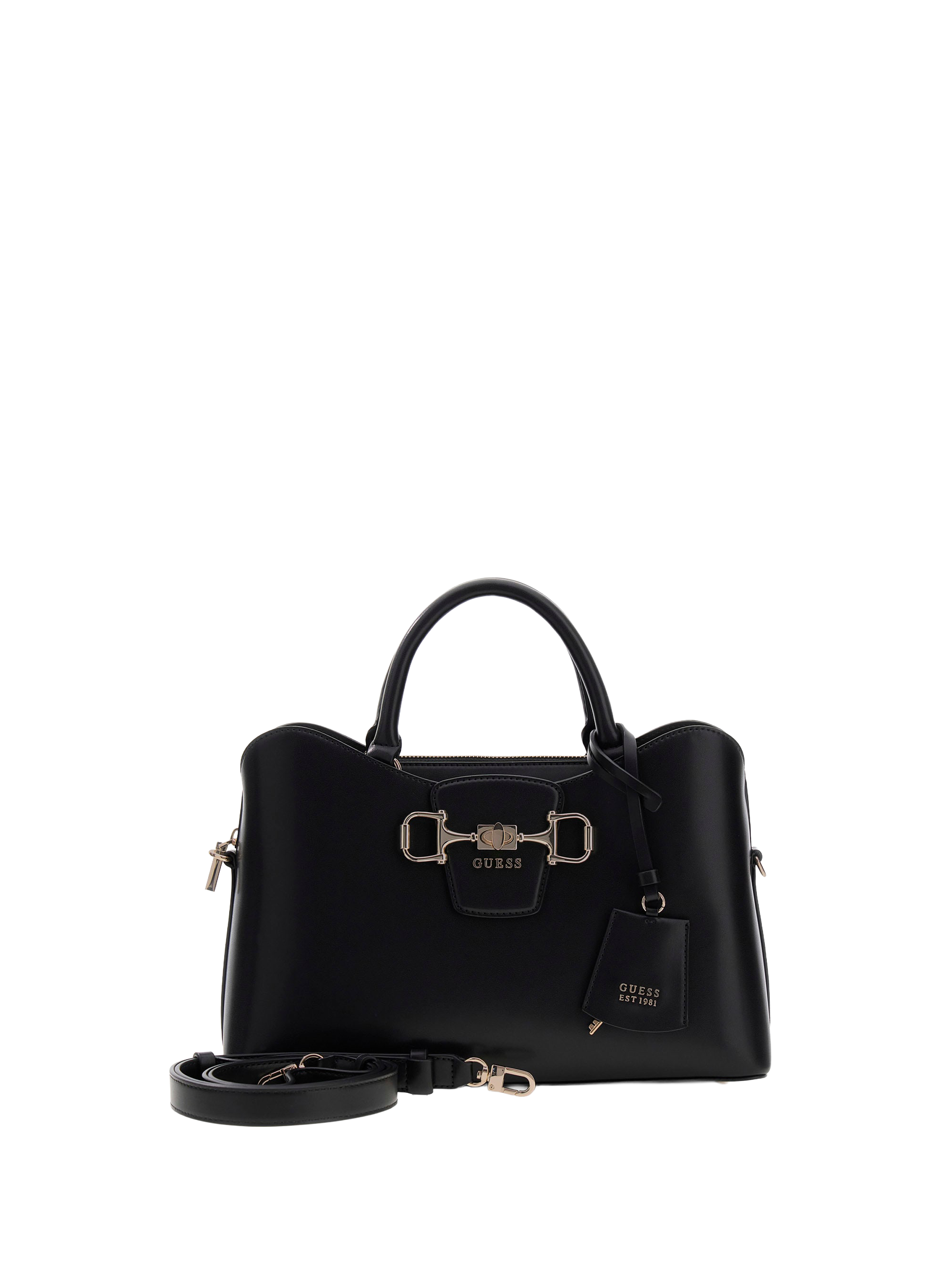 Borsa a mano con tracolla removibile GUESS Nero