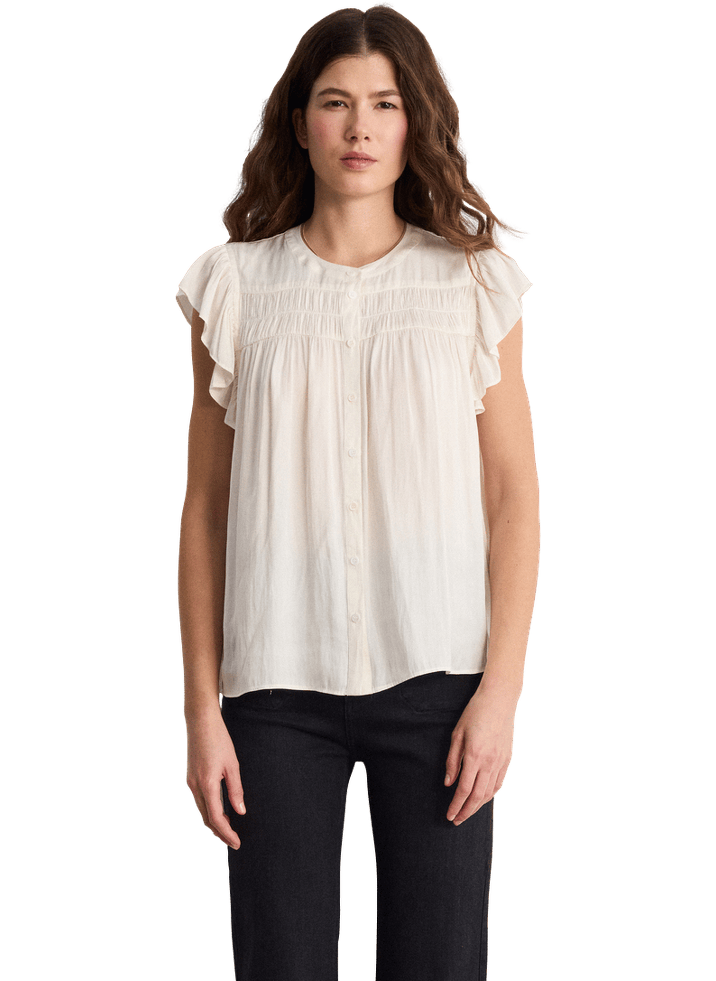 Chemise en satin à volants - cassie PABLO Beige