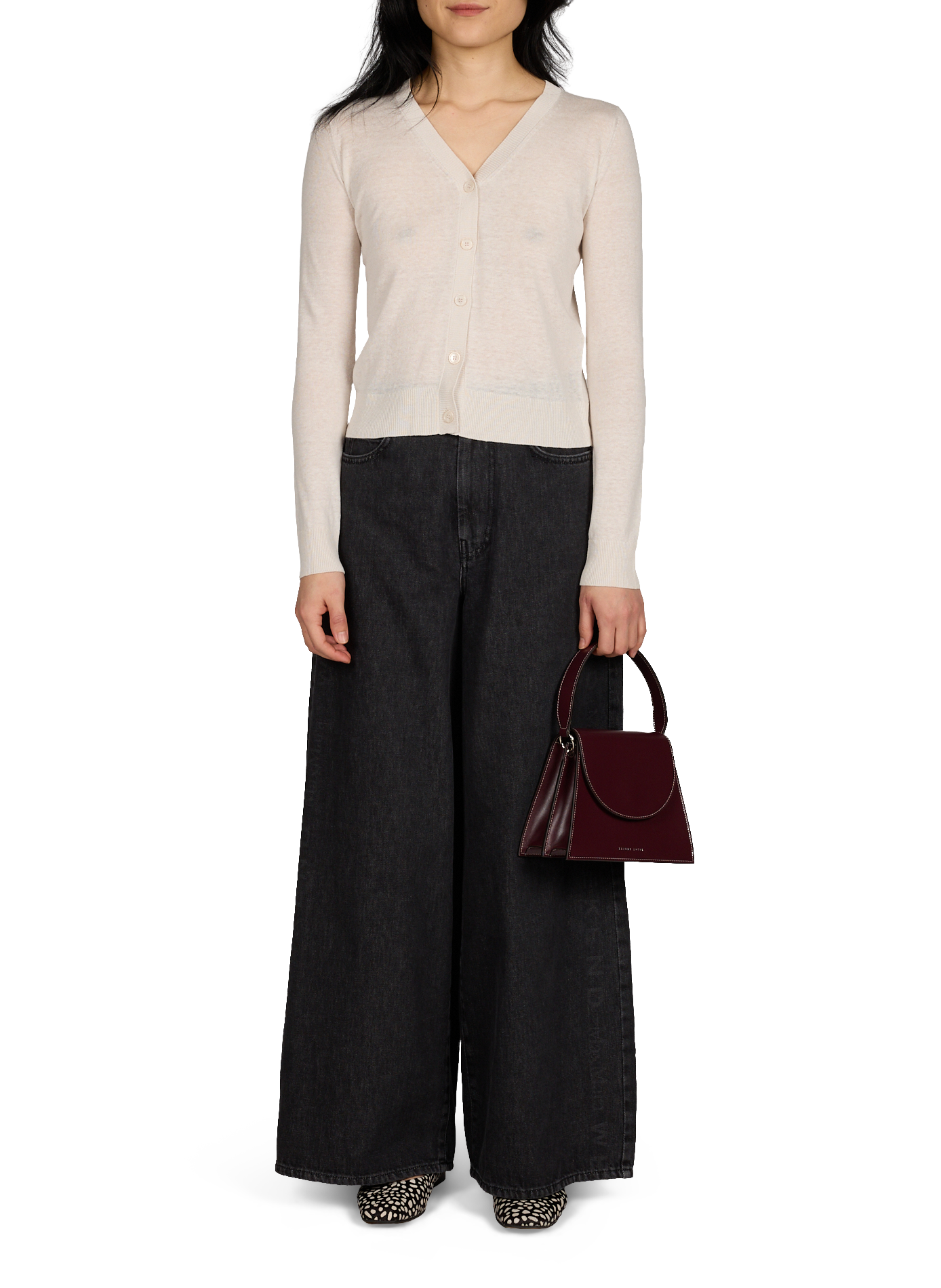 Babies à motif en cuir de vachette SAISON 1865 Noir